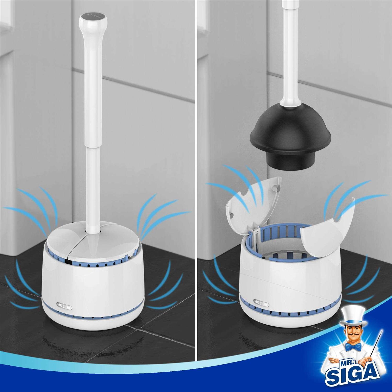 Mr.siga Toilet Plunger with Holder, Heavy Duty Toilet Plunger and Holder Combo for Bathroom Cleaning - Inhomebuy