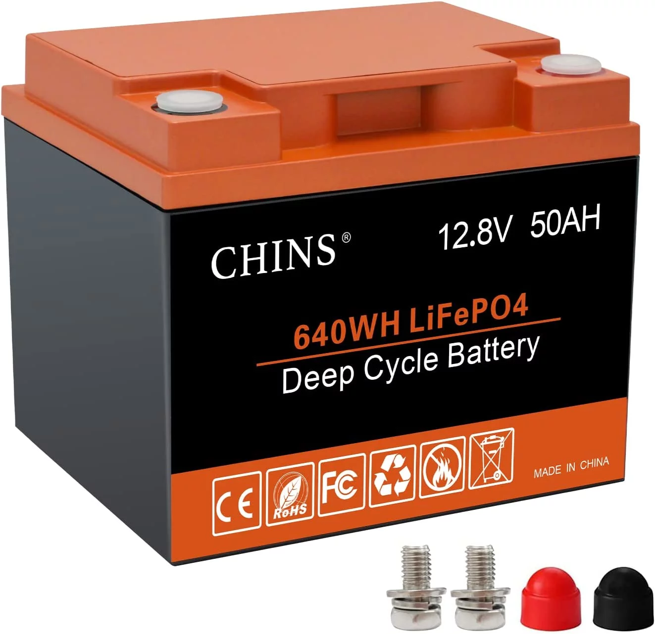 CHINS LiFePO4 Lithium Iron Battery 12V 100Ah for Boat Fishing - Inhomebuy