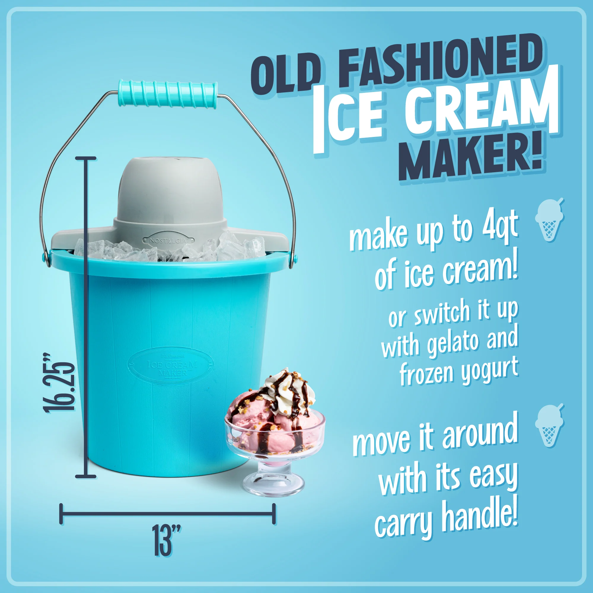 4-Quart Electric Ice Cream Maker with Easy-Carry Handle - Inhomebuy