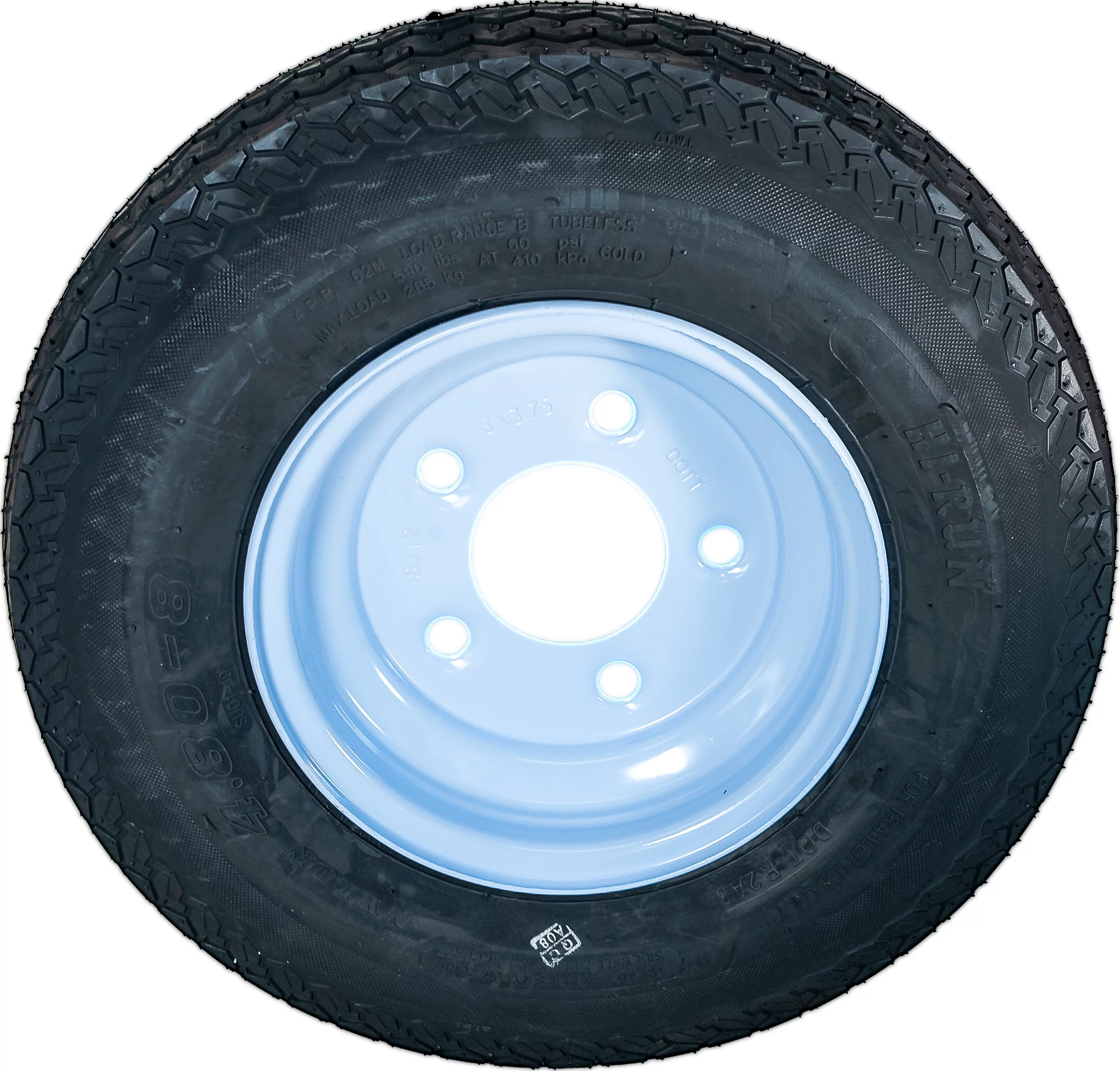 Sutong Hi-Run 4-Ply 5-Lug Trailer Tire & White Wheel Assembly, 4.80-8