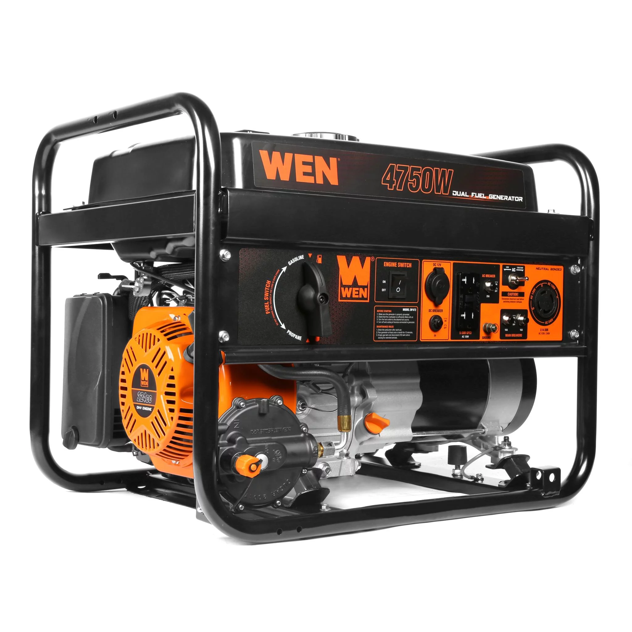 WEN 4750-Watt 120-Volt/240-Volt Dual Fuel Portable Generator - Inhomebuy