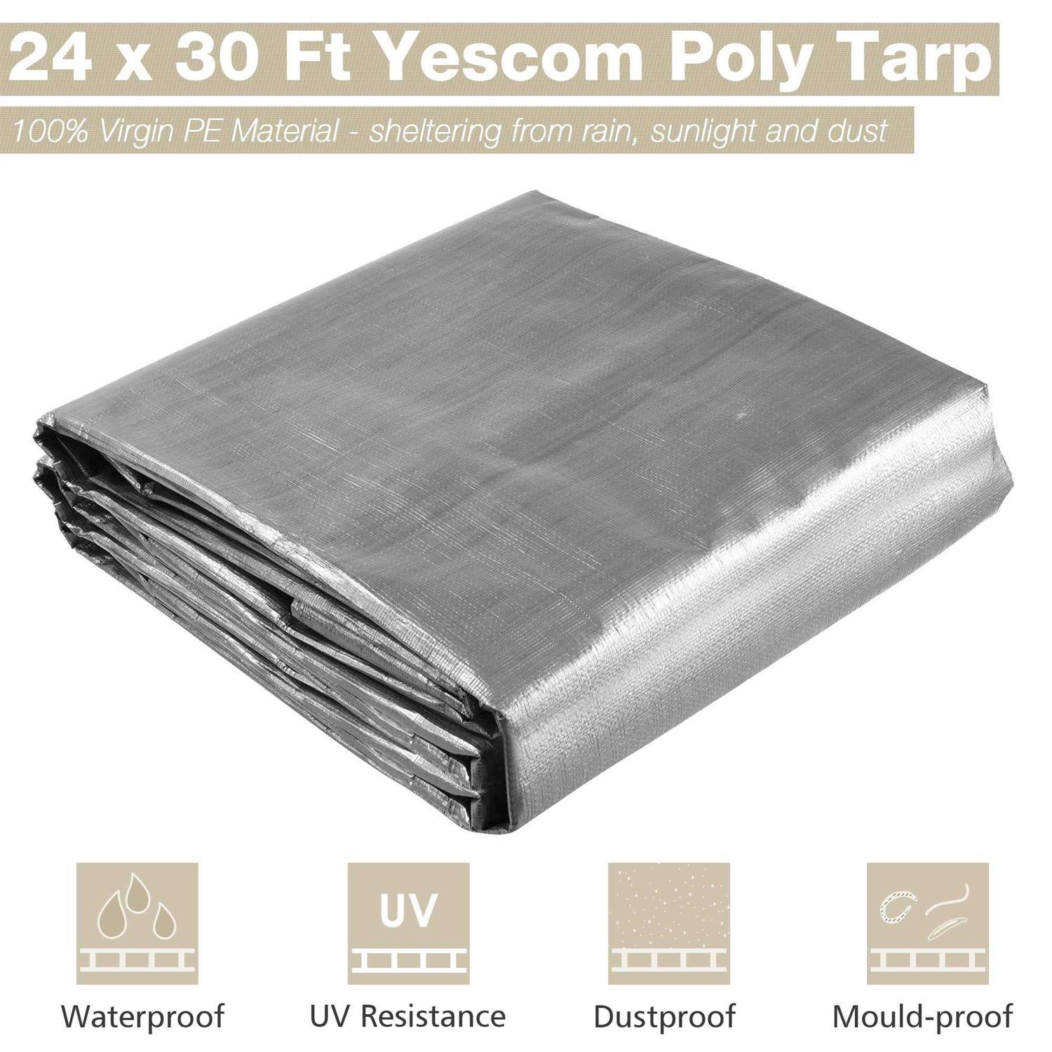 Yescom Heavy Duty Reinforced Poly Tarp Multi Purpose Canopy Tent Cover Waterproof Tarpaulin - Inhomebuy