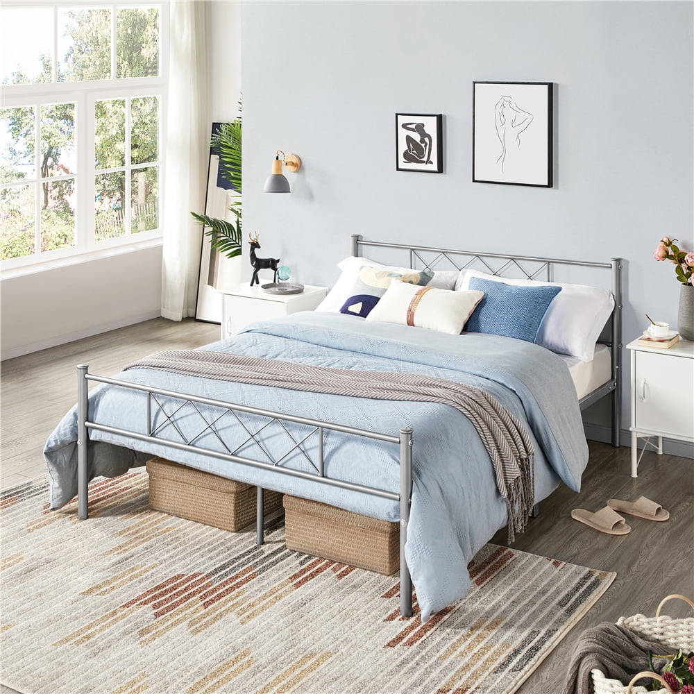Yaheetech Metal Platform Bed Frame with Headboard and Footboard, Queen Size, Black - Inhomebuy