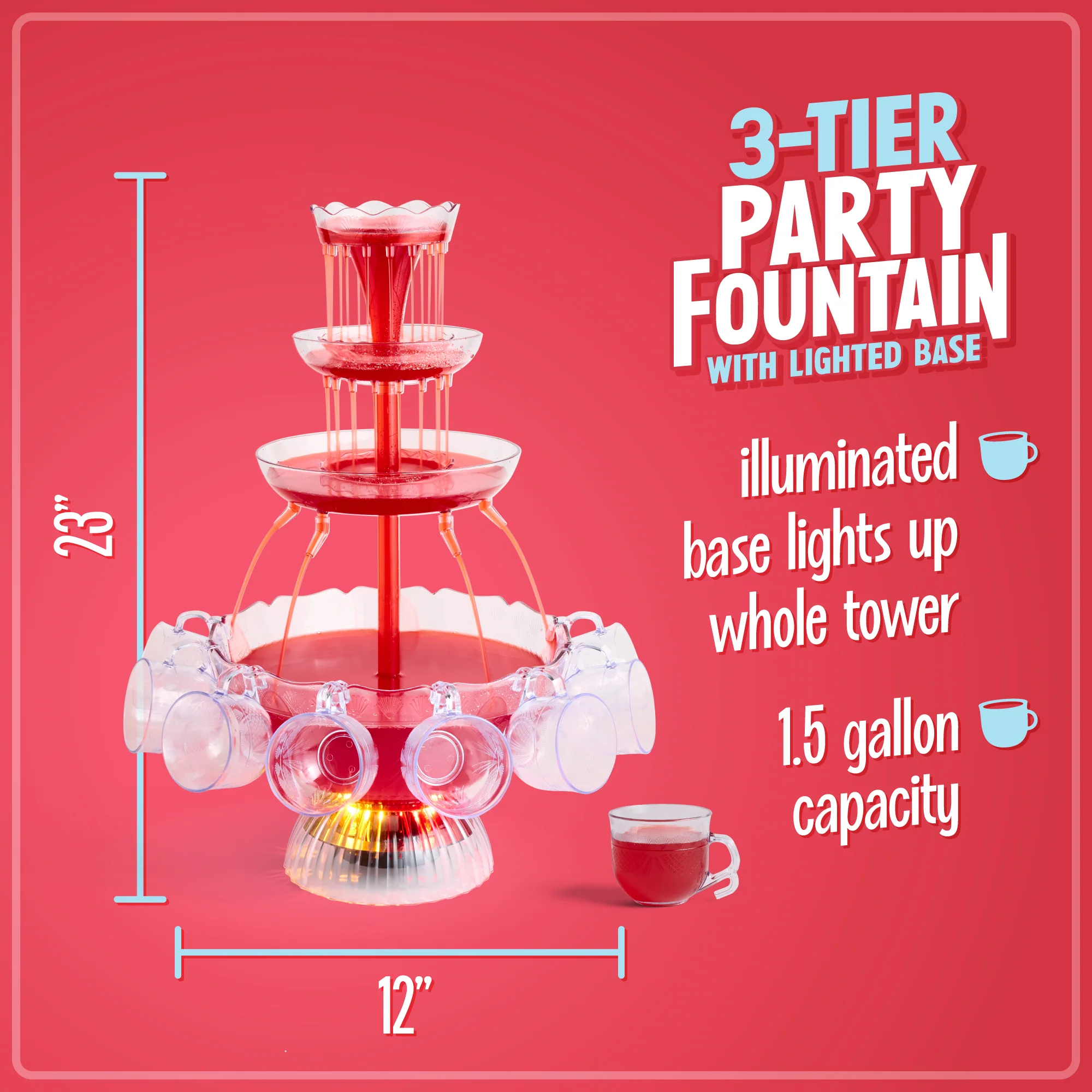 3-Tier Lighted Party Fountain - Inhomebuy