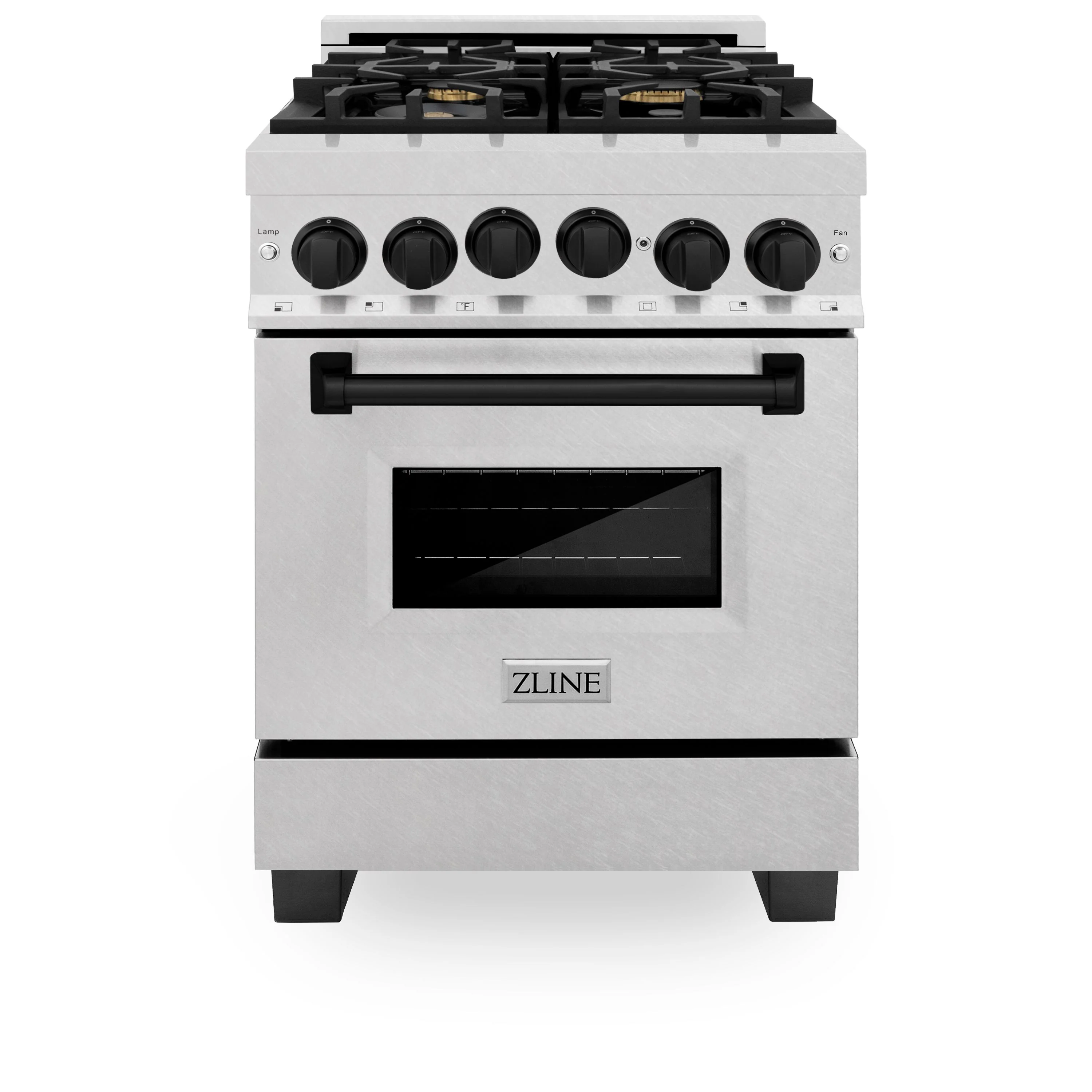 ZLINE Autograph Edition 24 in. Range with Gas Burner and Gas Oven in DuraSnow® Stainless Steel with Matte Black Accents, RGSZ-SN-24-MB - Inhomebuy