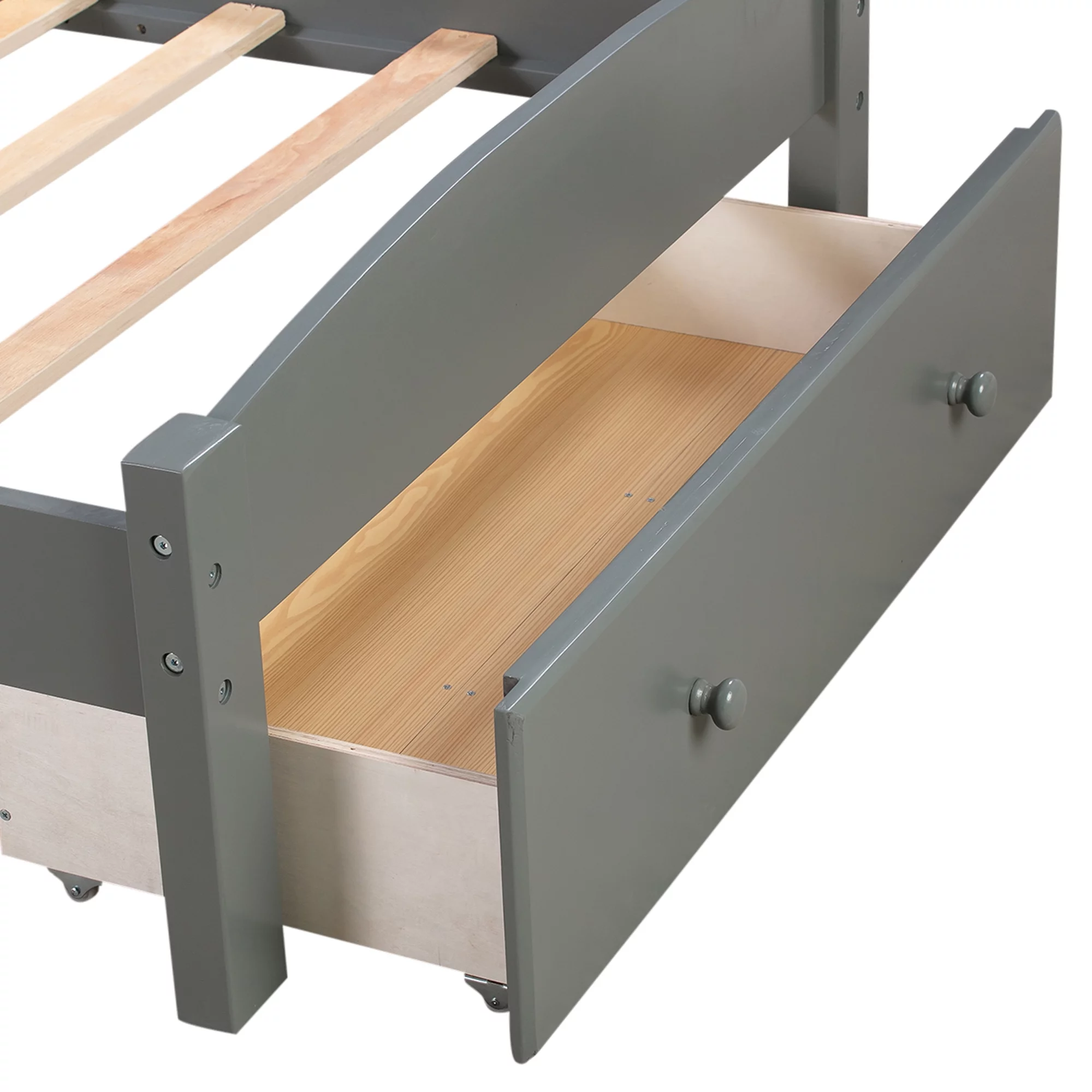 Twin Bed for Kids with Storage Drawer, Upgrade Pine Wood Bed Frame with Headboard and Footboard, Modern Kids Bed Furniture for Bedroom, Holds 275 lb, No Box Spring Needed, White - Inhomebuy