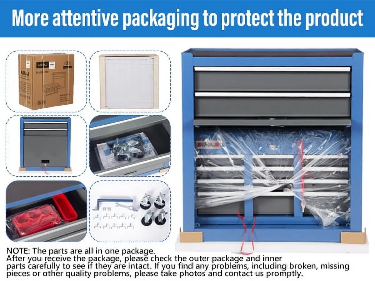 Airaj Detachable Mobile Tool Chest with Brake Wheels Large Capacity Rolling Tool Cabinet Tool Organizer Suitable for Garage and Workshop - Inhomebuy
