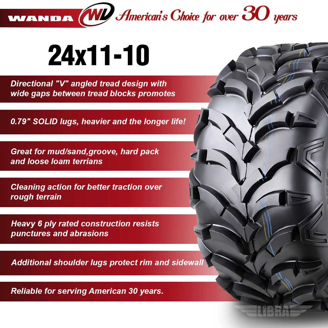 2 New WANDA ATV/UTV Tires 24x11-10 /6PR P341 - 10245 - Inhomebuy
