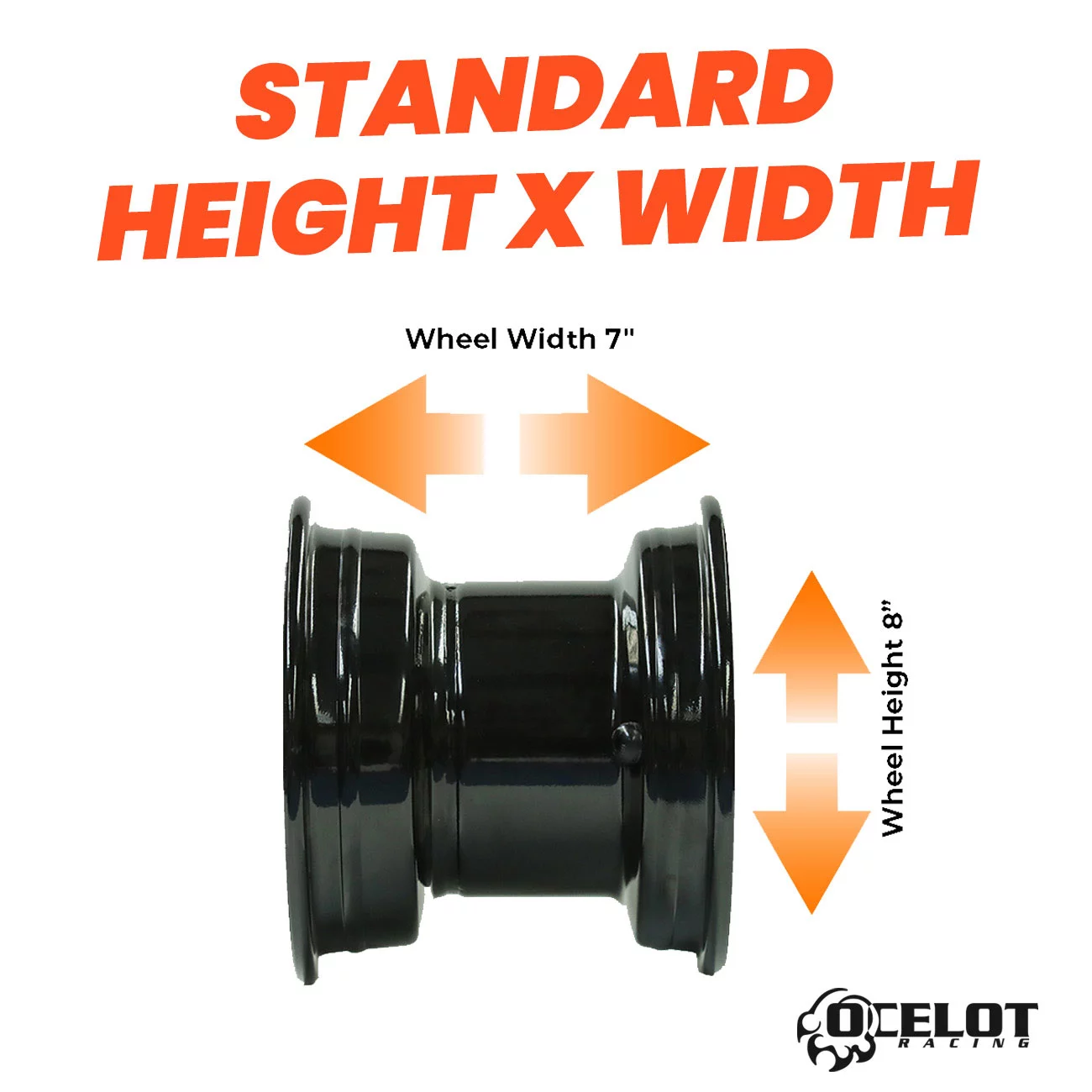 Black 8x7, 4/4, 2.5+4.5 Ocelot Steel Wheel - 847-8722-017 - Inhomebuy