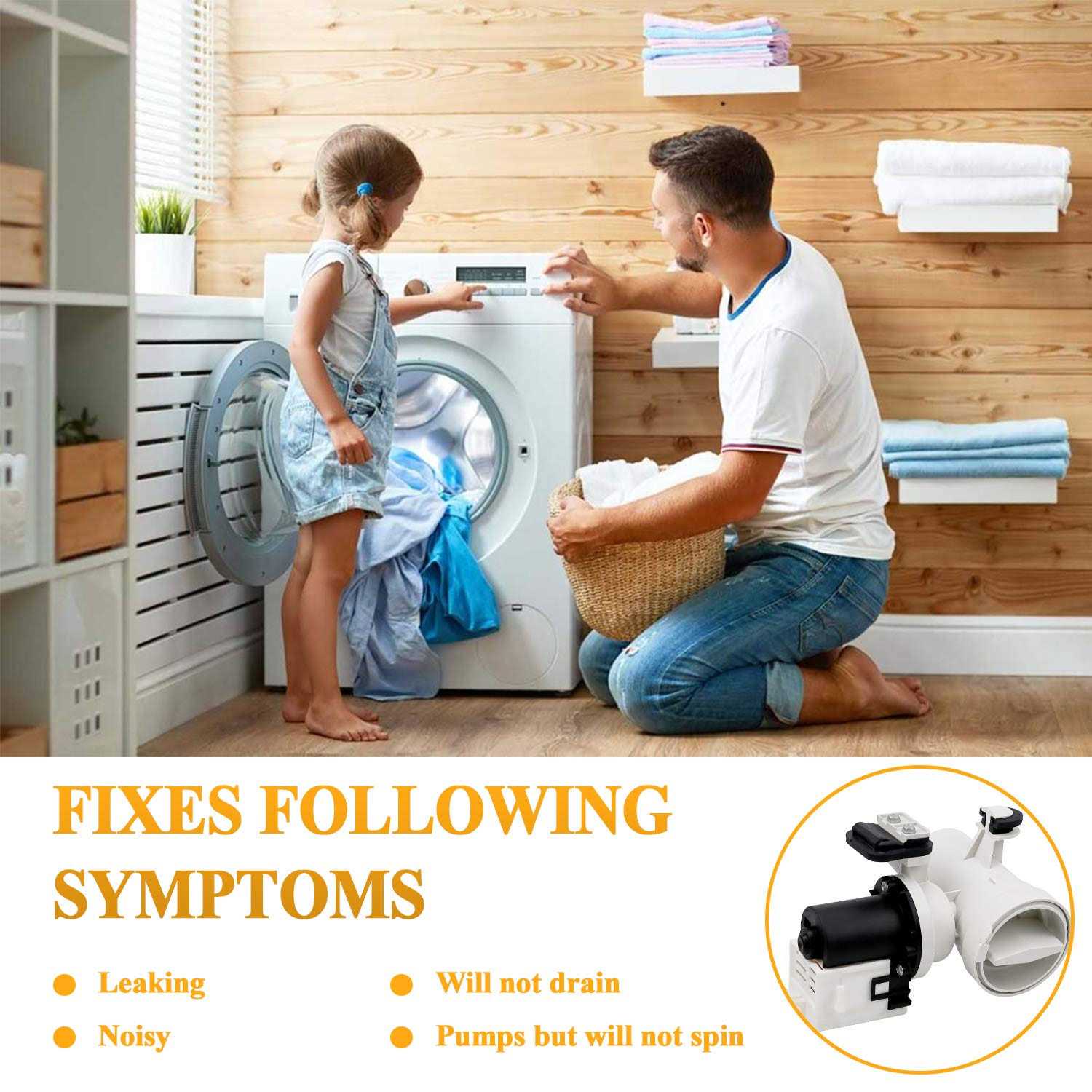 TOMOON Updated W10536347 Washer Drain Pump Assembly with 3 Mounting Screws -Exact for Whirlpool Cabrio, Kenmore Oasis, and Maytag Bravos model washing - Inhomebuy