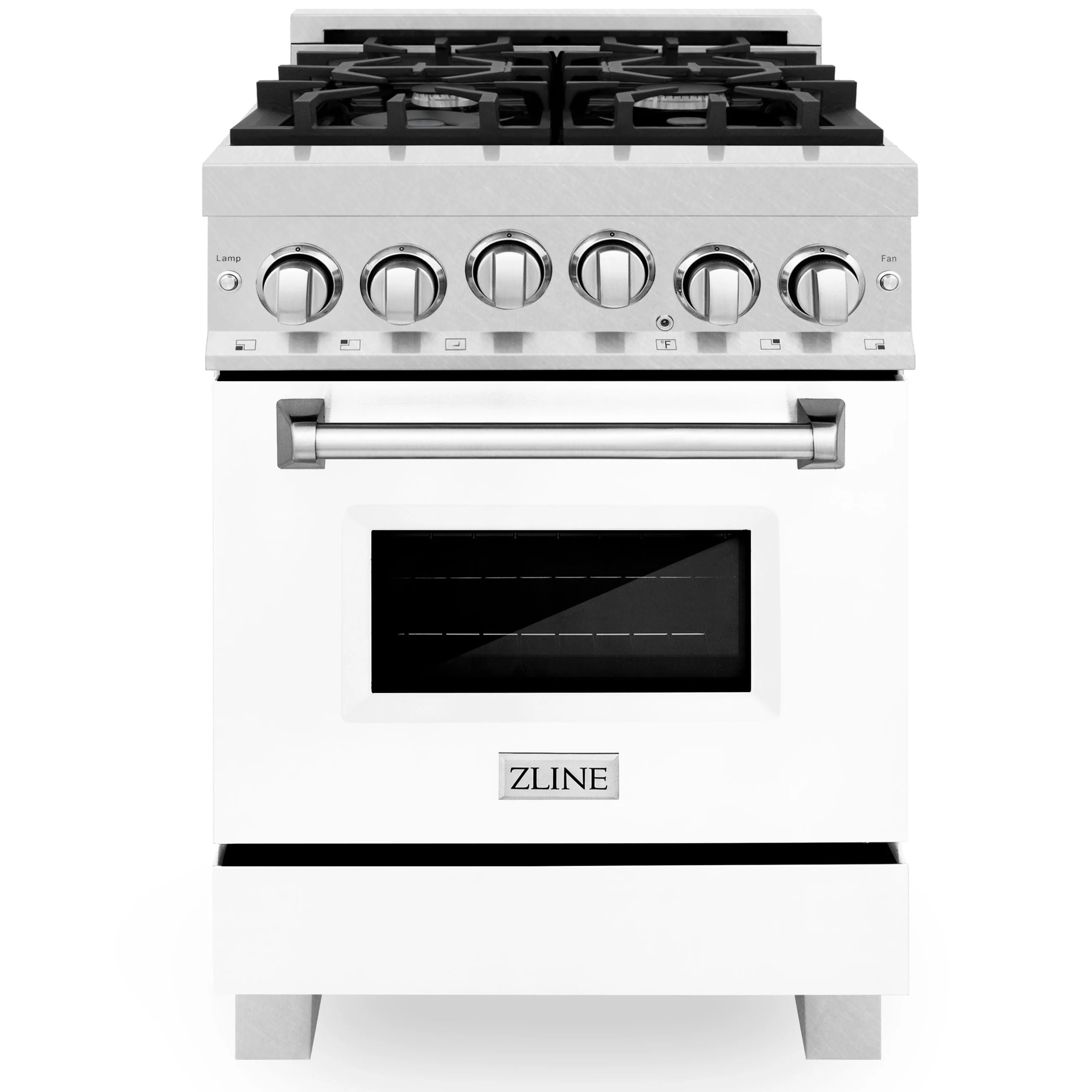 ZLINE 24 Inch 2.8 cu. ft. Range with Gas Stove and Gas Oven in DuraSnow® Stainless Steel and White Matte Door, RGS-WM-24 - Inhomebuy