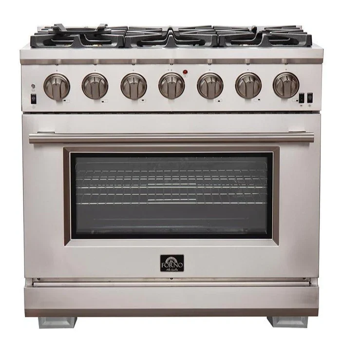 Forno 36″ Pro Series Capriasca Gas Burner / Gas Oven in Stainless Steel 6 Italian Burners, FFSGS6260-36 - Inhomebuy
