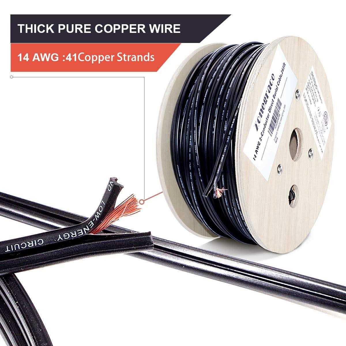 Zonegrace 12awg 2-Conductor 12/2 Direct Burial Wire for Low Voltage Landscape Lighting - Inhomebuy