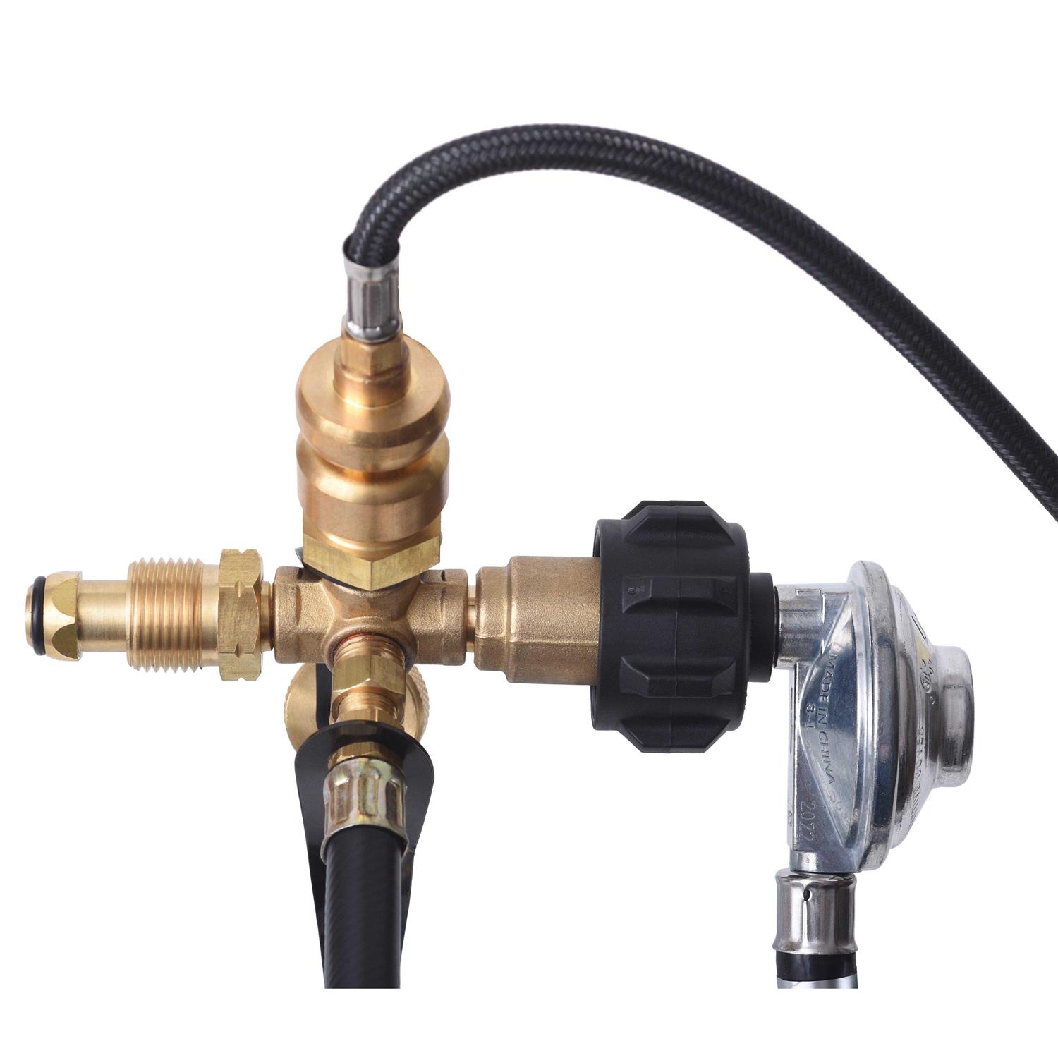 Flame King 4 Port Brass Tee Propane Adapter - Inhomebuy