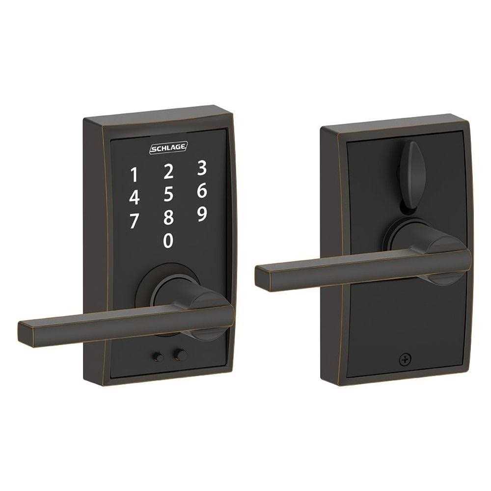 Schlage FE595 PLY/LAT Plymouth Keypad Flex-Lock Entry Leverset with Latitude Lever - Inhomebuy