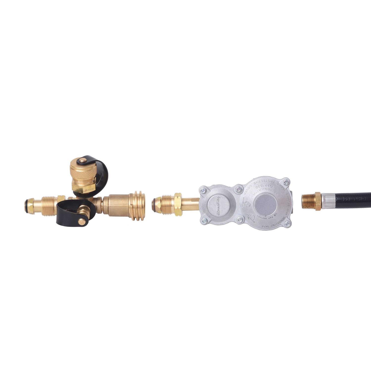 Flame King 4 Port Brass Tee Propane Adapter - Inhomebuy