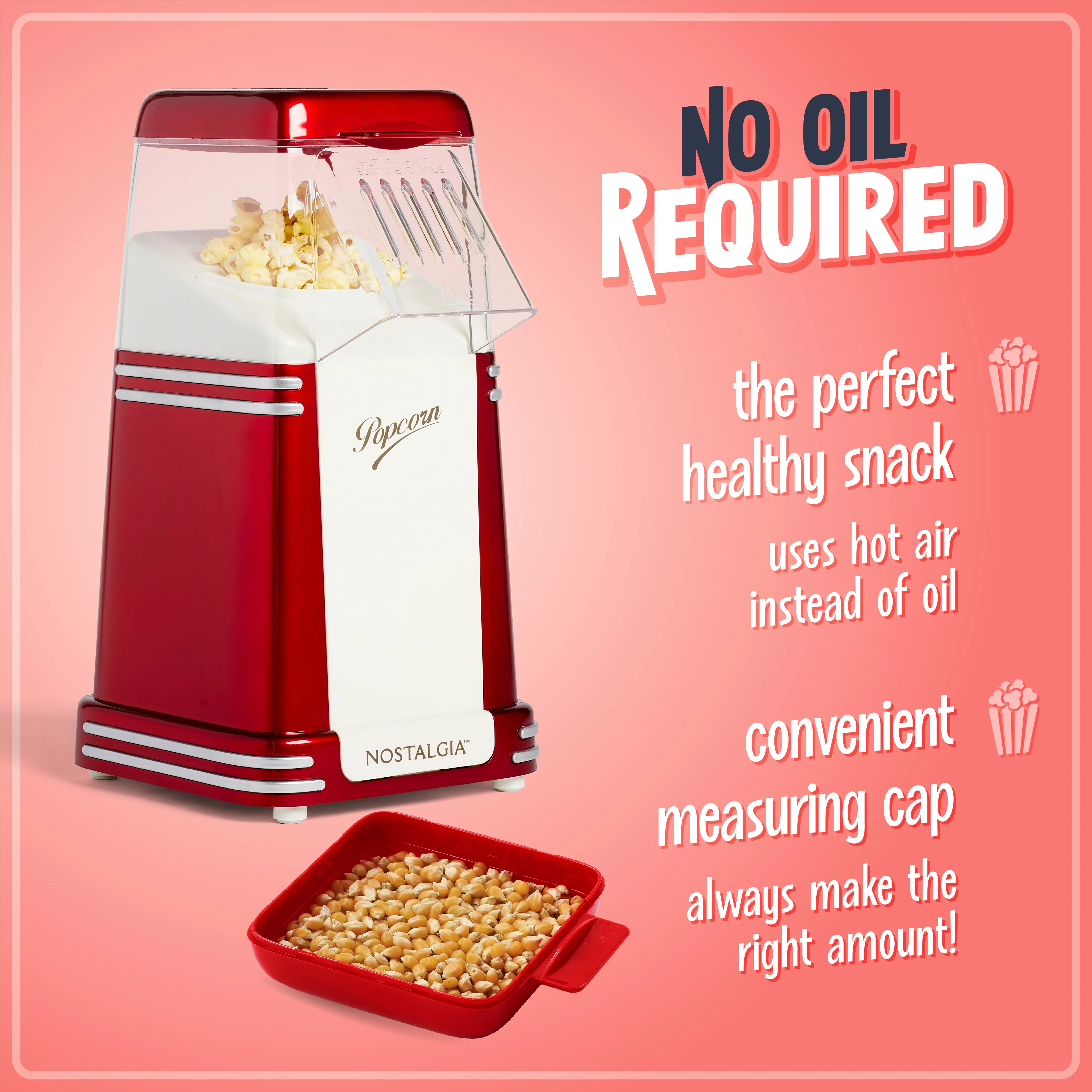 Retro 8-Cup Hot Air Popcorn Maker - Inhomebuy