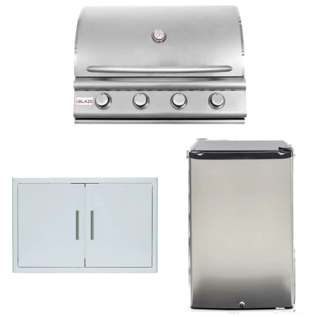 Blaze Outdoor Package - Prelude LBM 32 In. Propane Gas, Refrigerator, Access Door, AP-BLZ-4LBM-LP - Inhomebuy