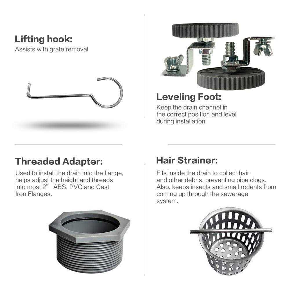 Neodrain Linear Shower Drain with Removable Quadrato Pattern Grate - Inhomebuy