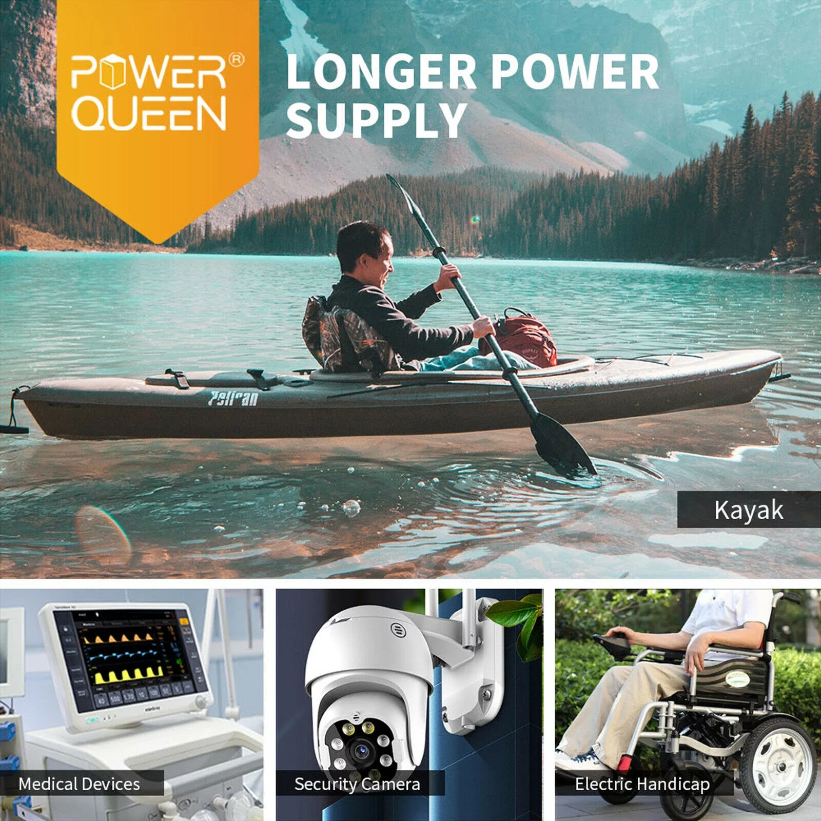 Power Queen LiFePO4 Lithium Battery 12V 50Ah Deep Cycle 640Wh BMS for Solar RV - Inhomebuy