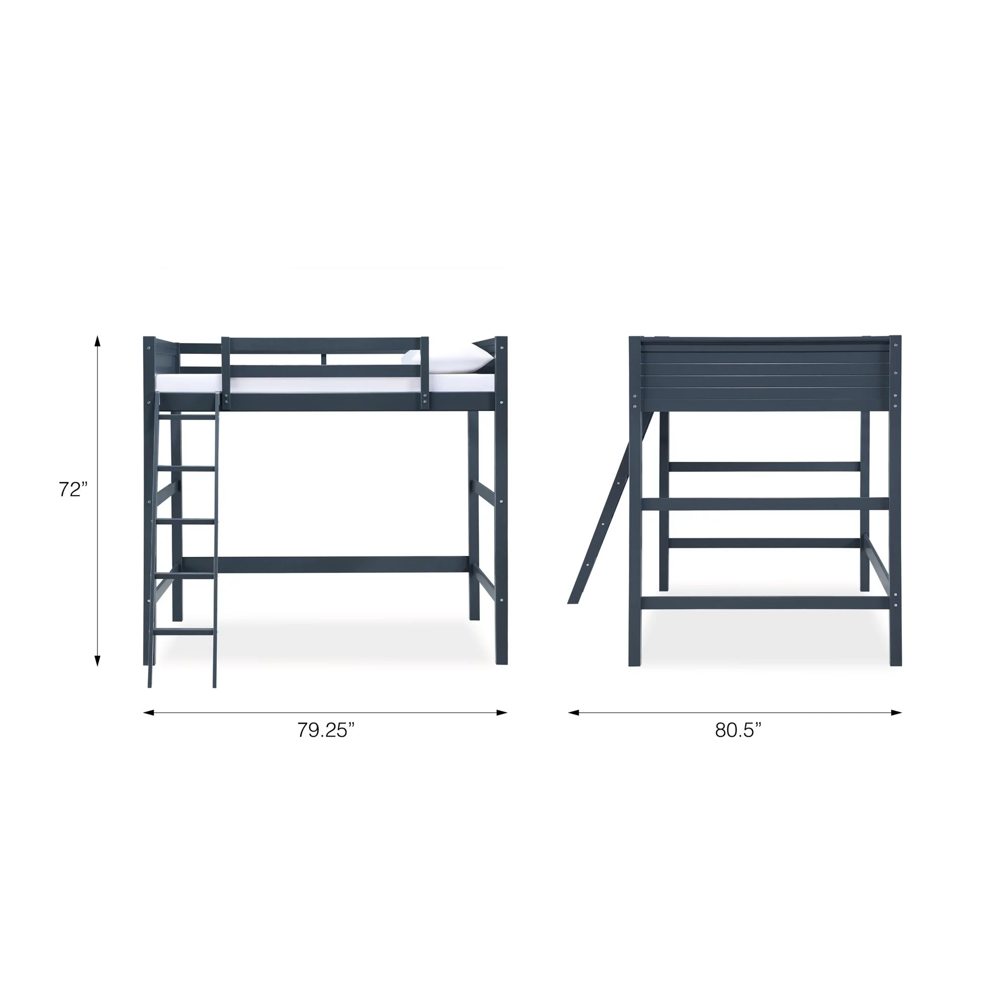 Your Zone Kiarah Full Size Loft Bed with Ladder, Black - Inhomebuy