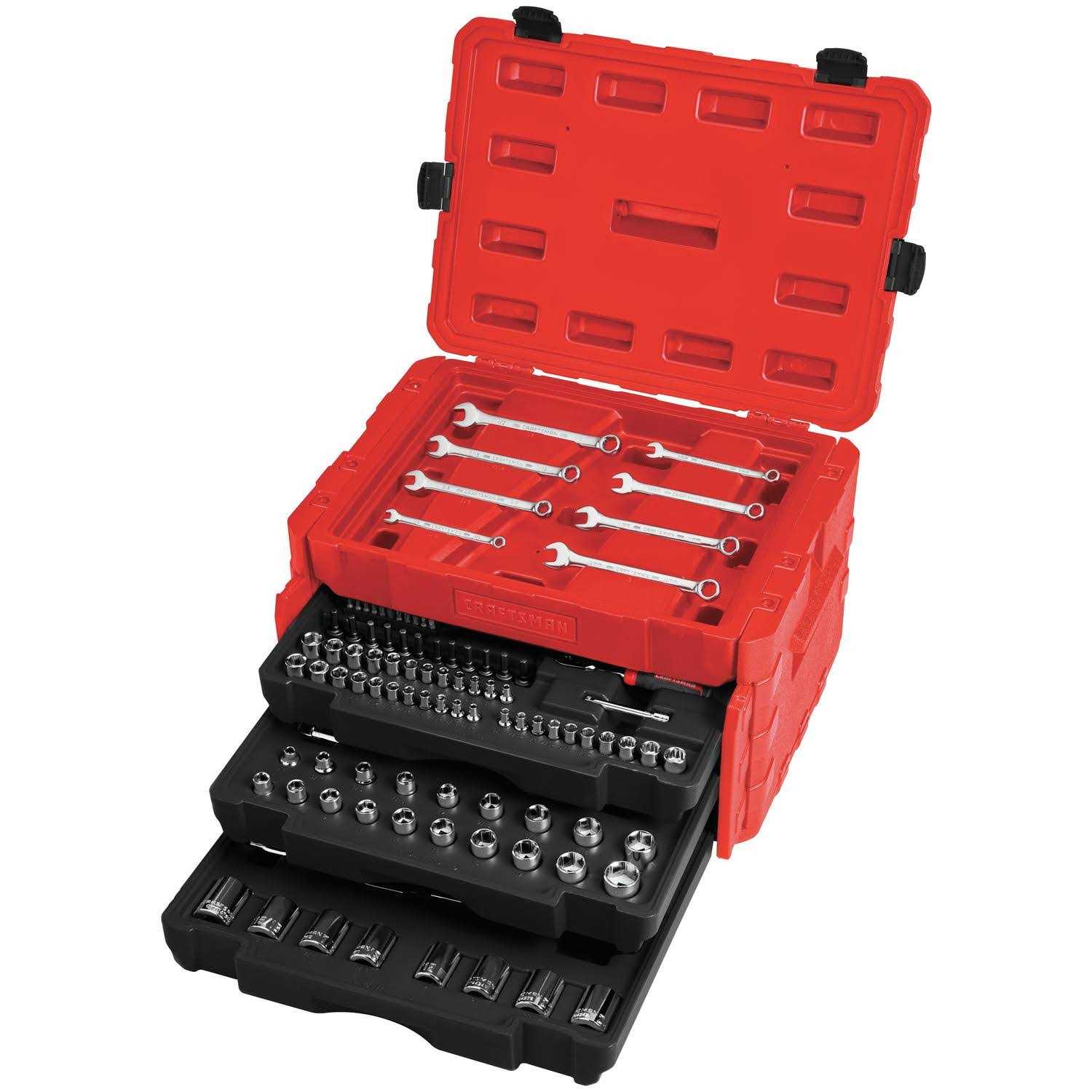 Craftsman 1/4 3/8 and 1/2 in. drive Metric and SAE 12 Point Mechanic’s Tool Set 268 pc - Inhomebuy