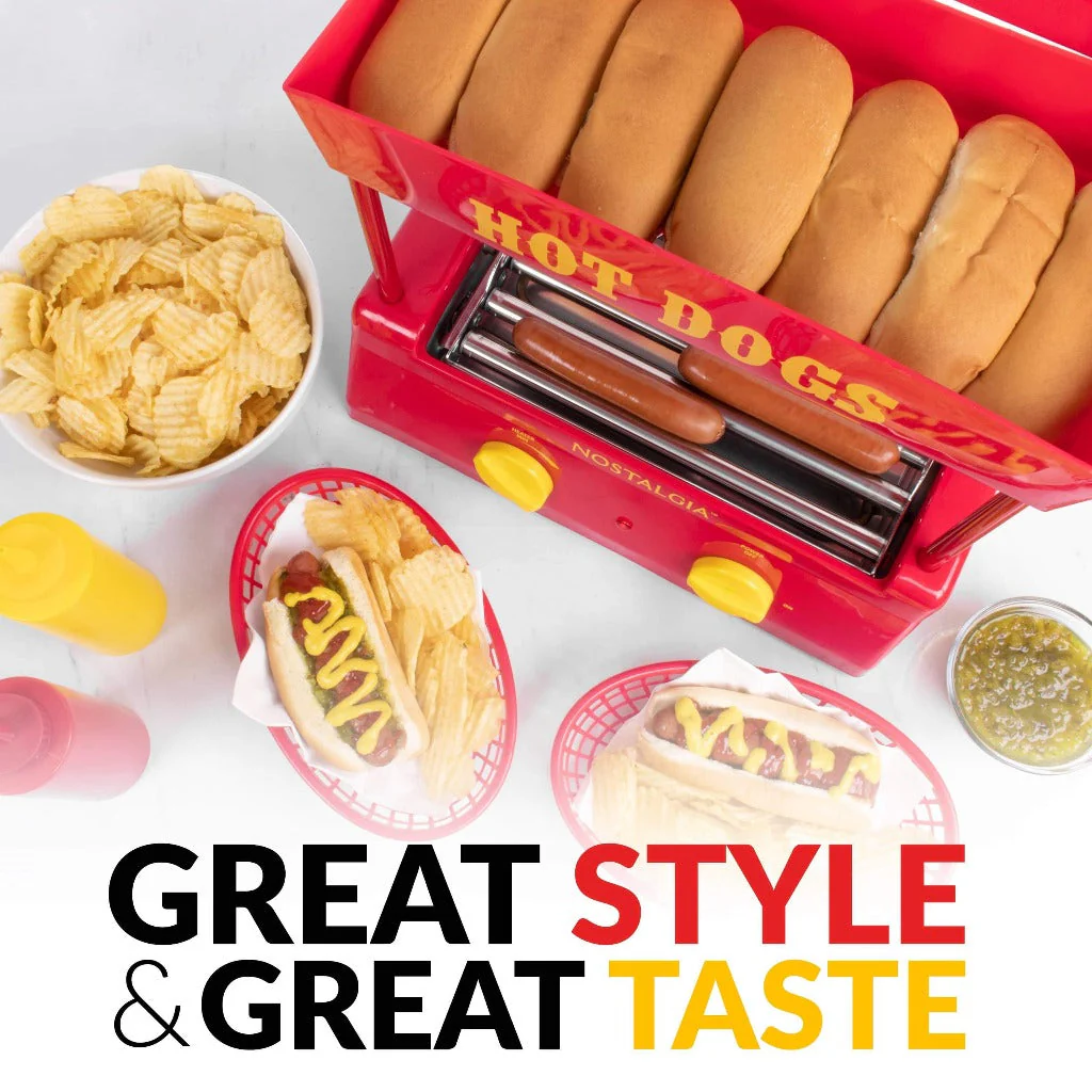 Hot Dog Roller and Bun Warmer, 8 Hot Dog and 6 Bun Capacity - Inhomebuy