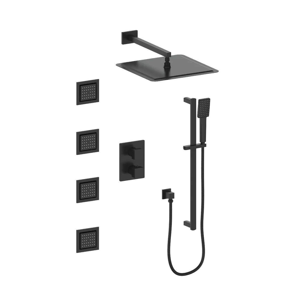 ZLINE Crystal Bay Thermostatic Shower System in Matte Black, CBY-SHS-T3-MB - Inhomebuy