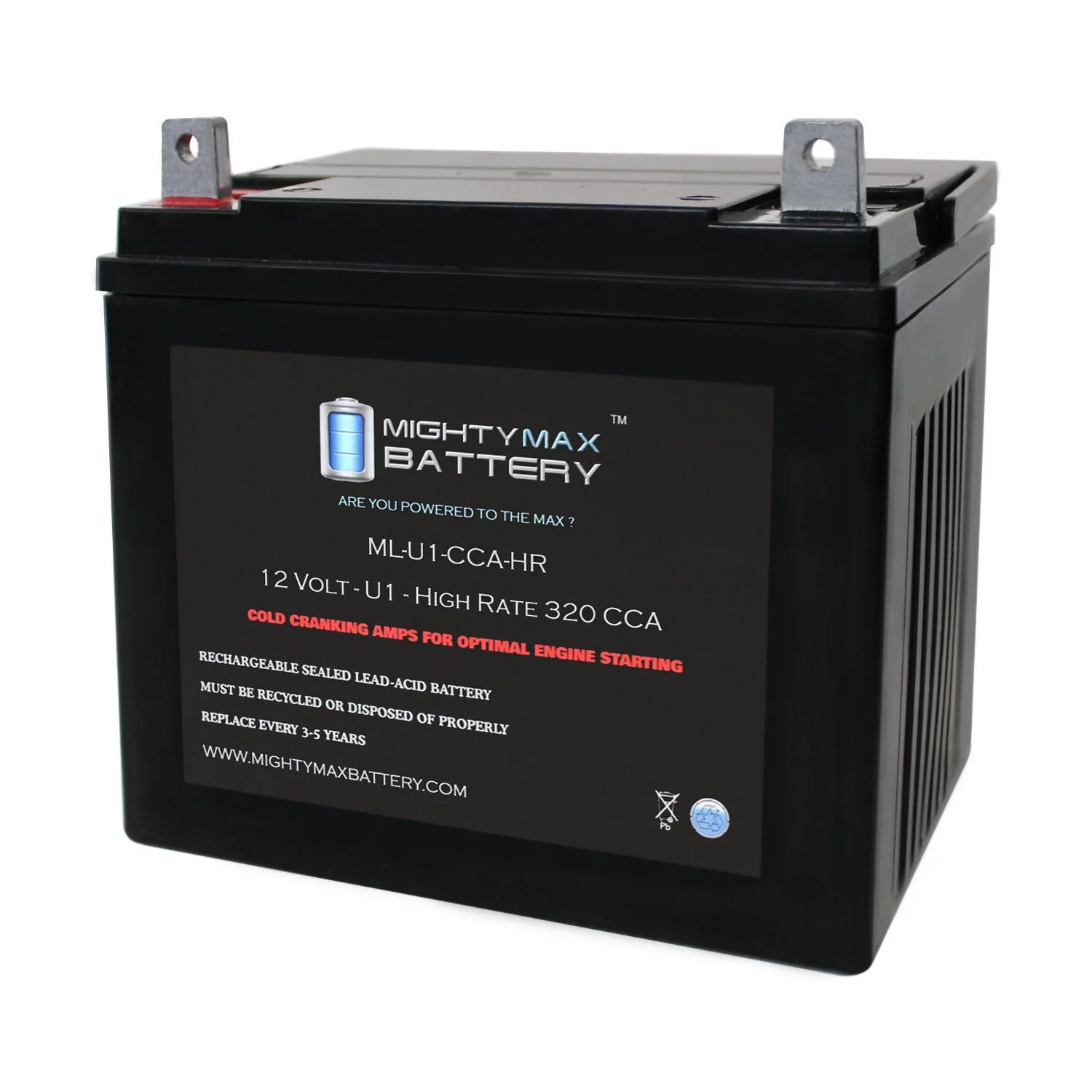 ML-U1-CCAHR -12 Volt, 320 CCA, Nut and Bolt (NB) Terminal, Rechargeable SLA AGM Battery - Inhomebuy