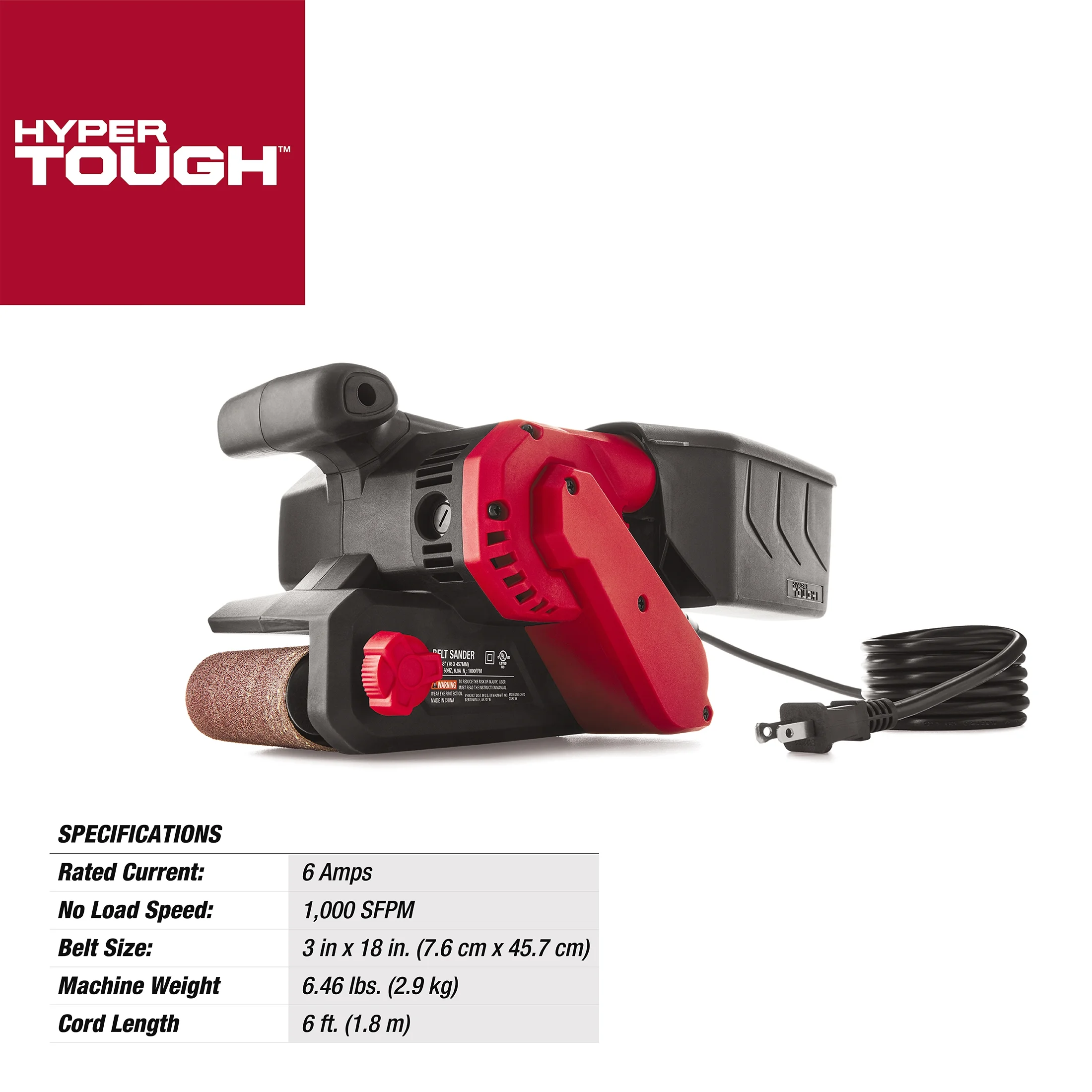 Hyper Tough 6-Amp Belt Sander, 3 x 18-inch, Corded, 2613 - Inhomebuy