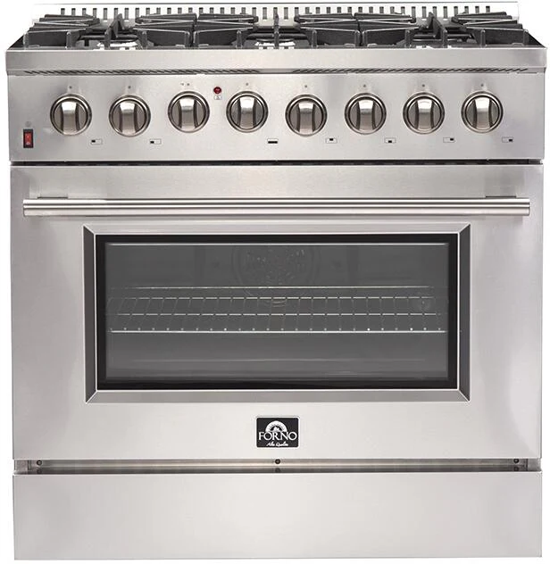 Forno 36″ Galiano Gas Burner / Electric Oven in Stainless Steel 6 Italian Burners, FFSGS6156-36 - Inhomebuy