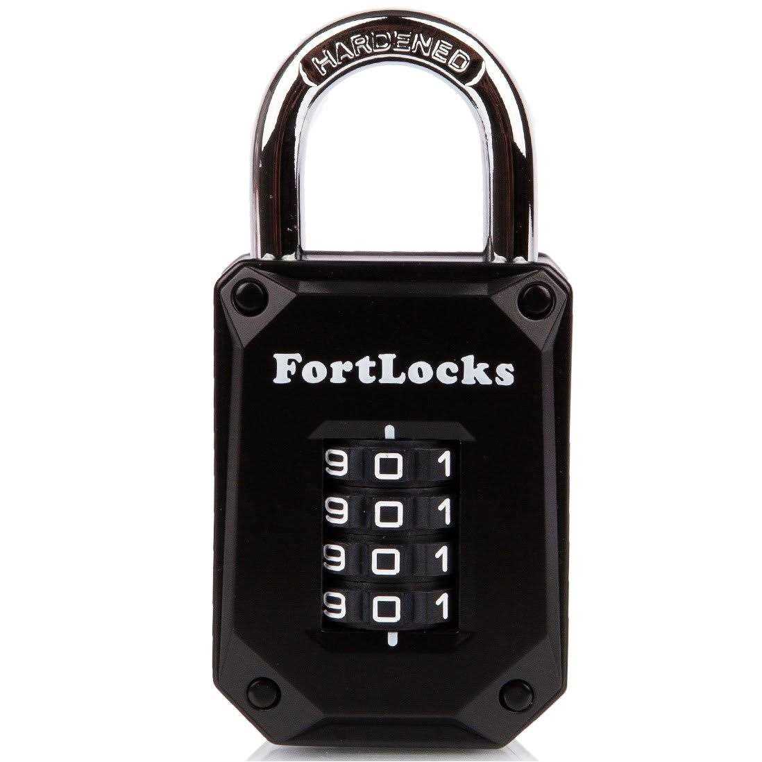 FortLocks Gym Locker Lock 4 Digit, Heavy Duty, Hardened Stainless Steel, Weatherproof and Outdoor Combination Padlock - Inhomebuy