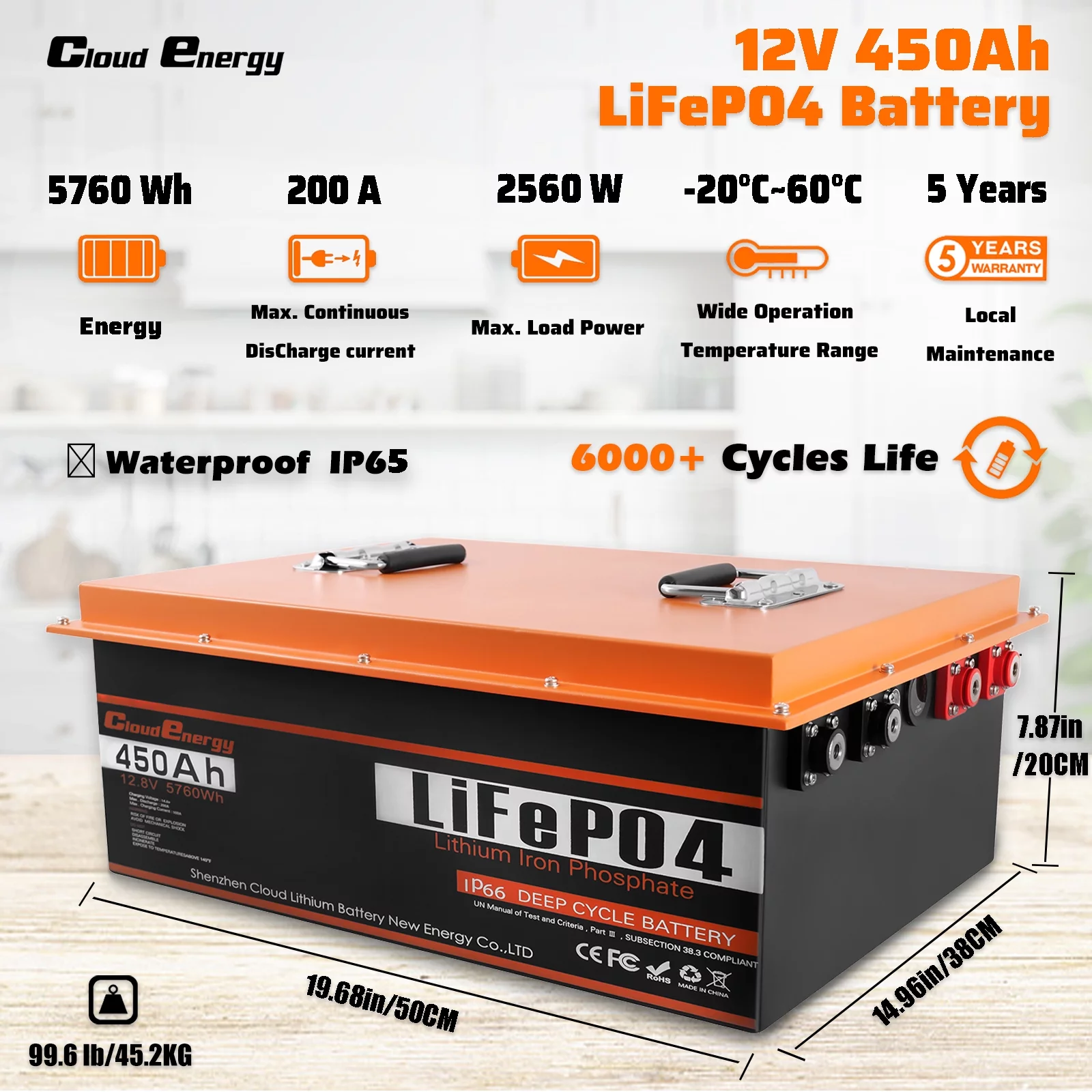 Cloudenergy LiFePO4 Deep Cycle Battery 12V 150Ah with Built-in 100A BMS, Perfect for RV, Solar, Marine, Perfect replace Most of Backup Power and Off Grid Applications - Inhomebuy