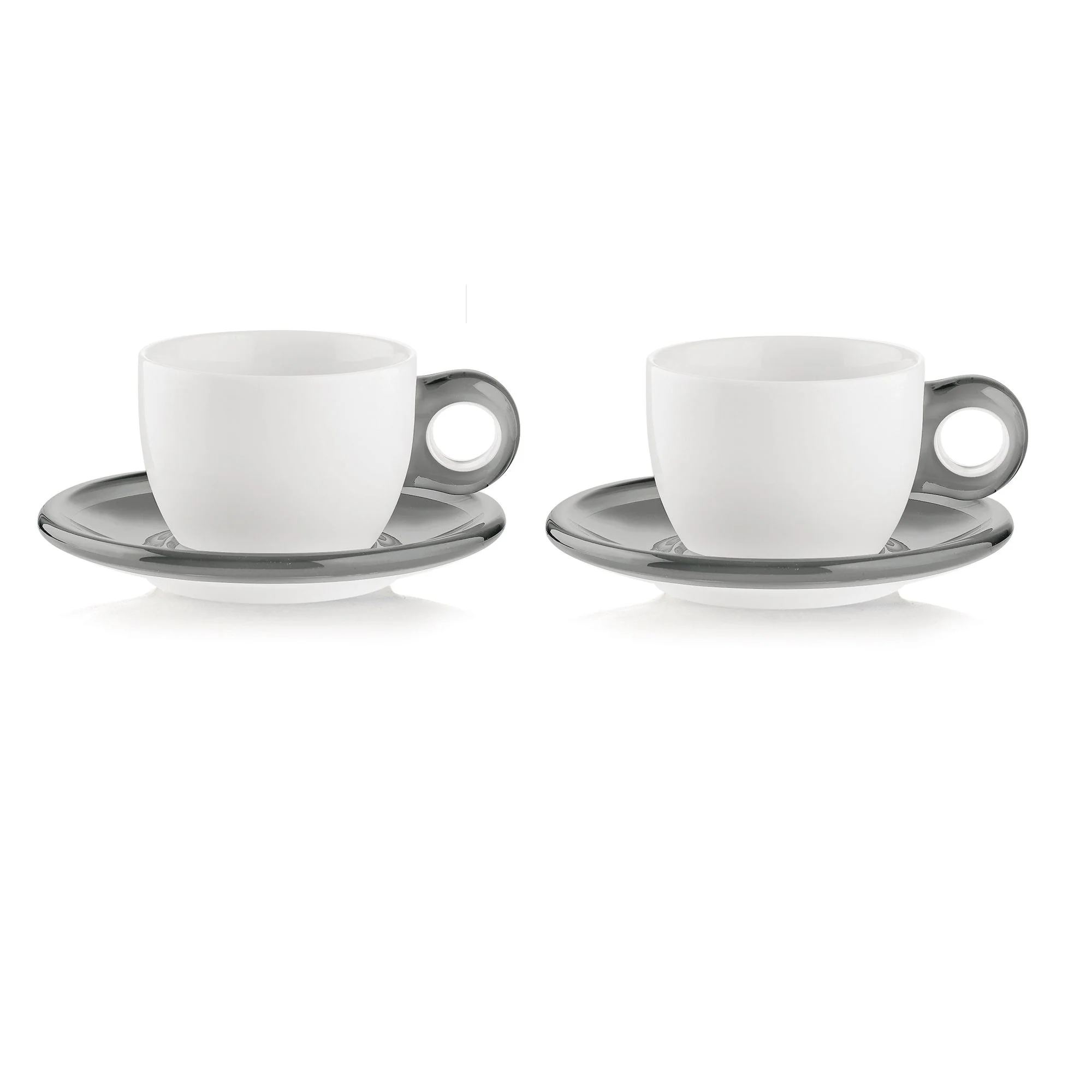 Set of 2 Cappuccino Cups With Saucers Sky Grey - Inhomebuy