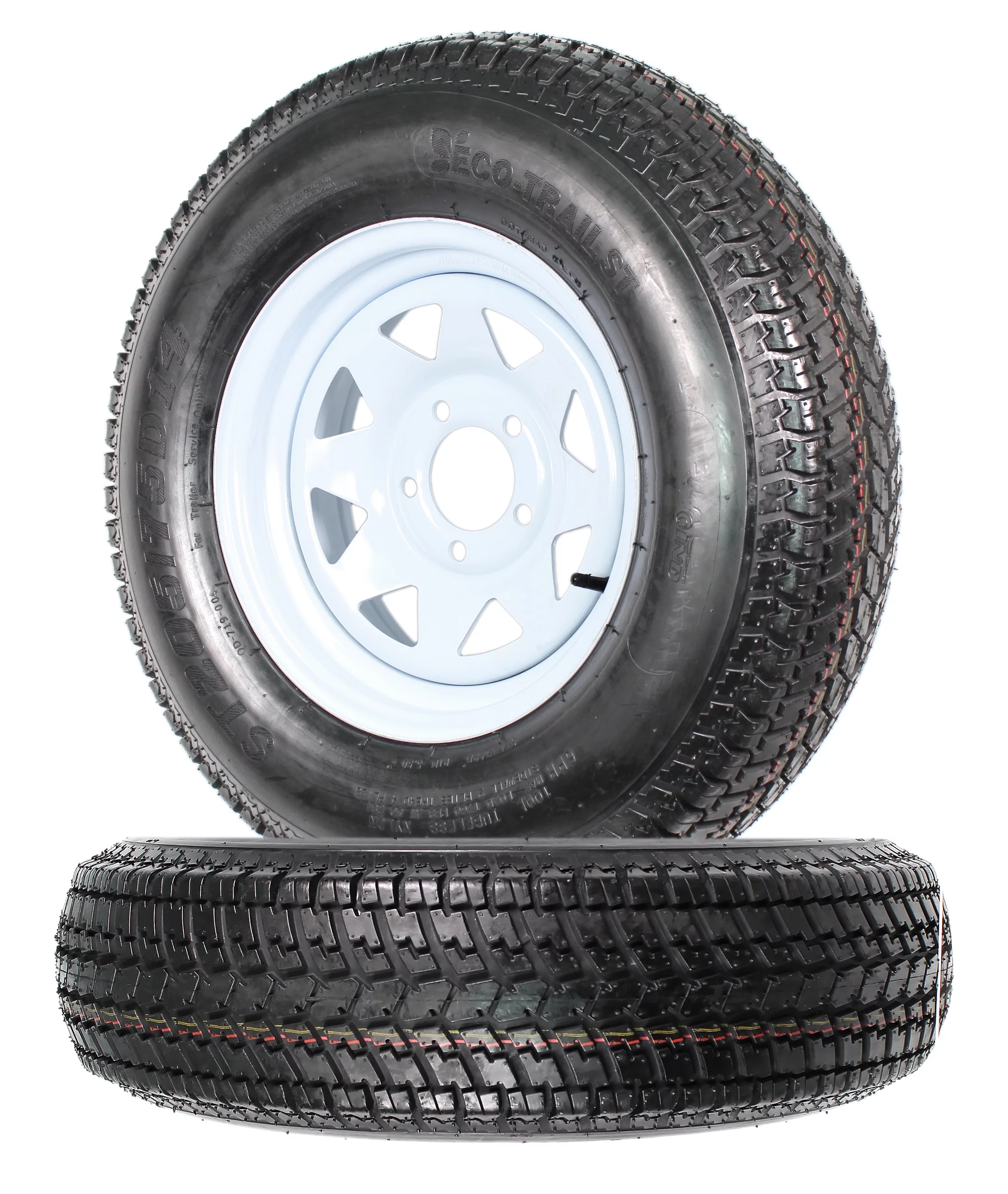2-Pk Trailer Tire On Rim ST205/75D14 205/75 14 in. LRC 5 Hole White Spoke Wheel - Inhomebuy