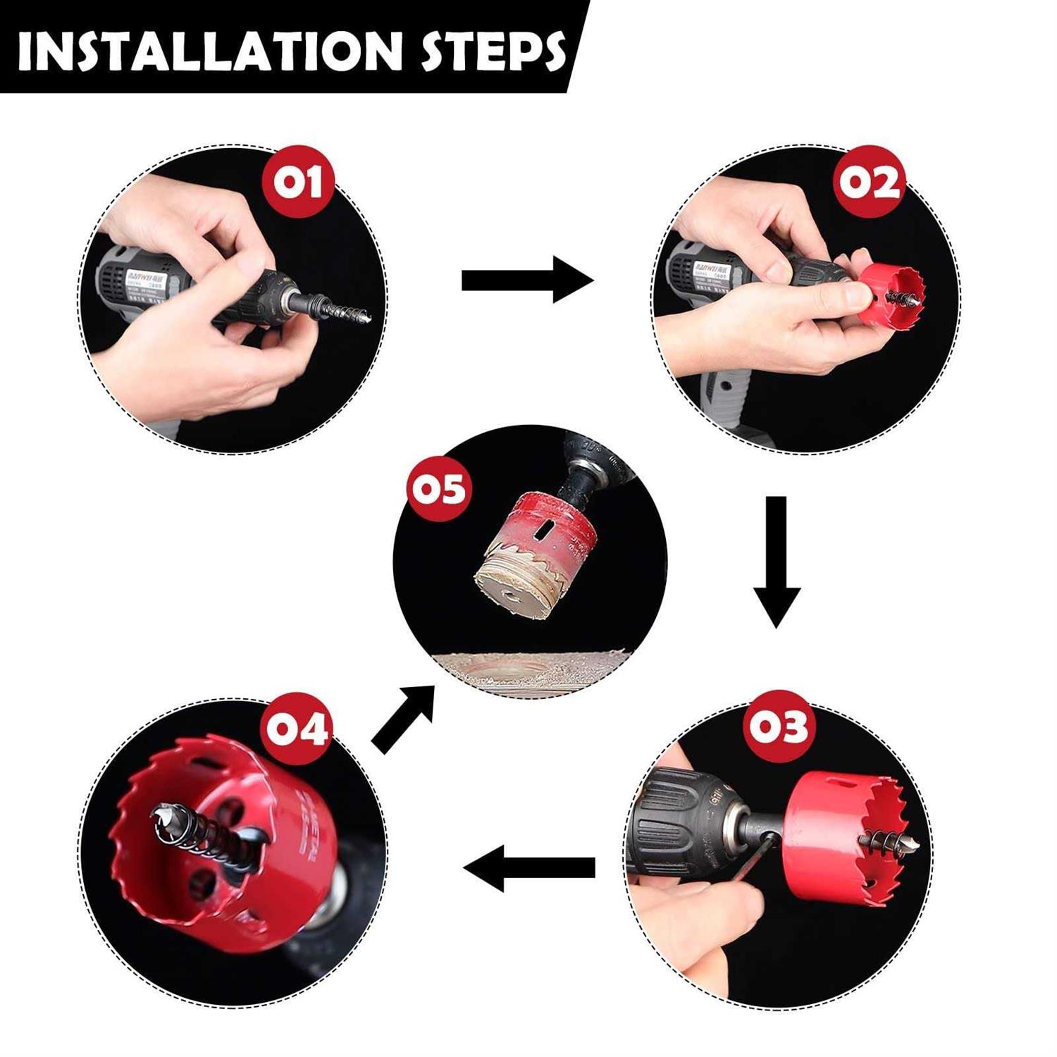 dashap Bi-Metal Hole Saw Kit Carbide Hole Saw Set for Thin Metal and Wood - Inhomebuy