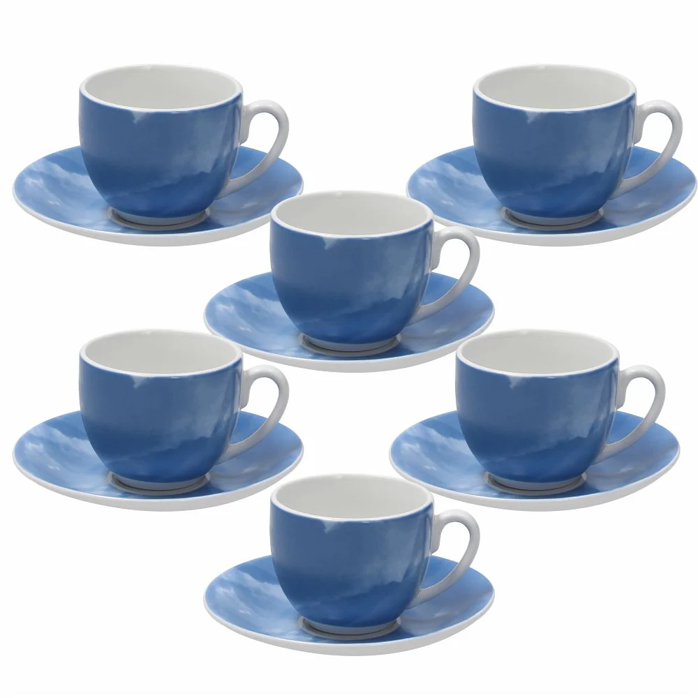 Sfera Colorplay Blue Coffee Cup & Saucer Set of 6 pcs - Inhomebuy