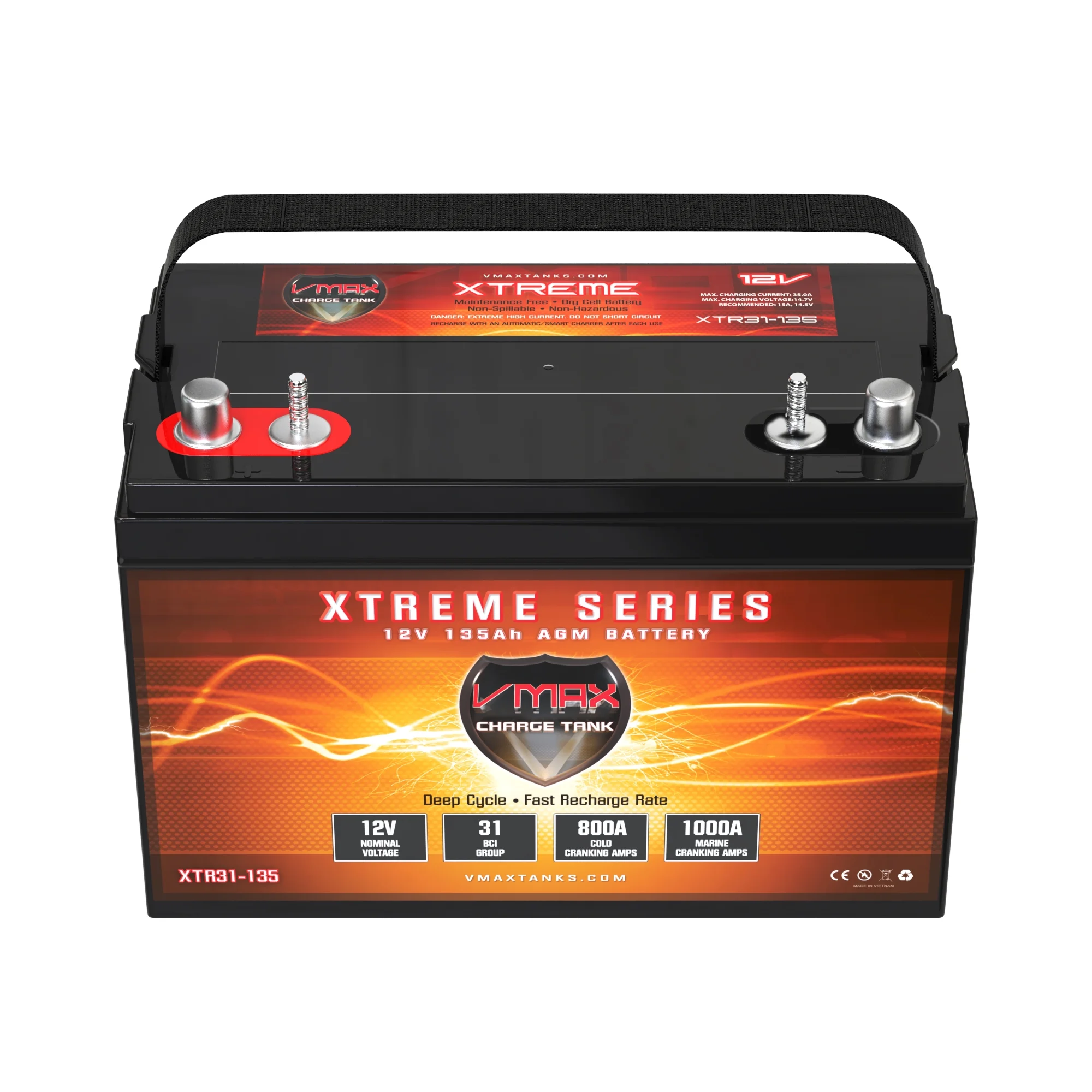 Vmax XTR31-135 Kenworth 1700A AGM Group 31 Deep Cycle Battery - Inhomebuy