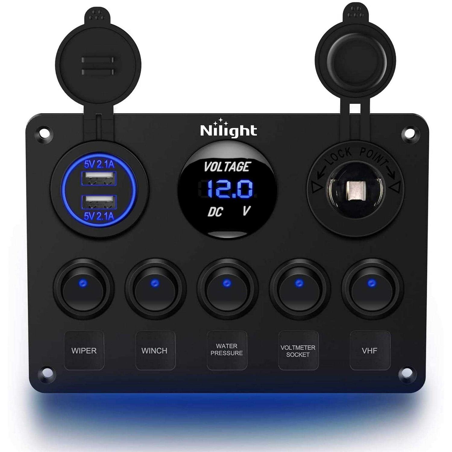 Nilight 6 Pack Rocker Switches with Night Glow Stickers 5 Pin SPST Rocker Switches - Inhomebuy