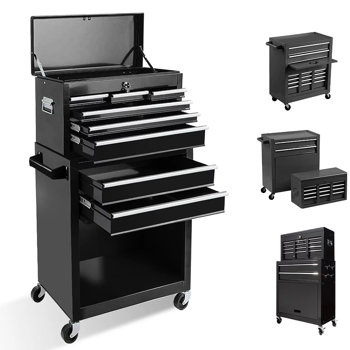 Tool Chest with 8 Drawer,High Capacity Rolling Tool Box Removable Tool Storage Cabinet with Locks,Rolling Tool Storage Cabinet with 4 Wheels for Garage and Warehouse (Orange) - Inhomebuy