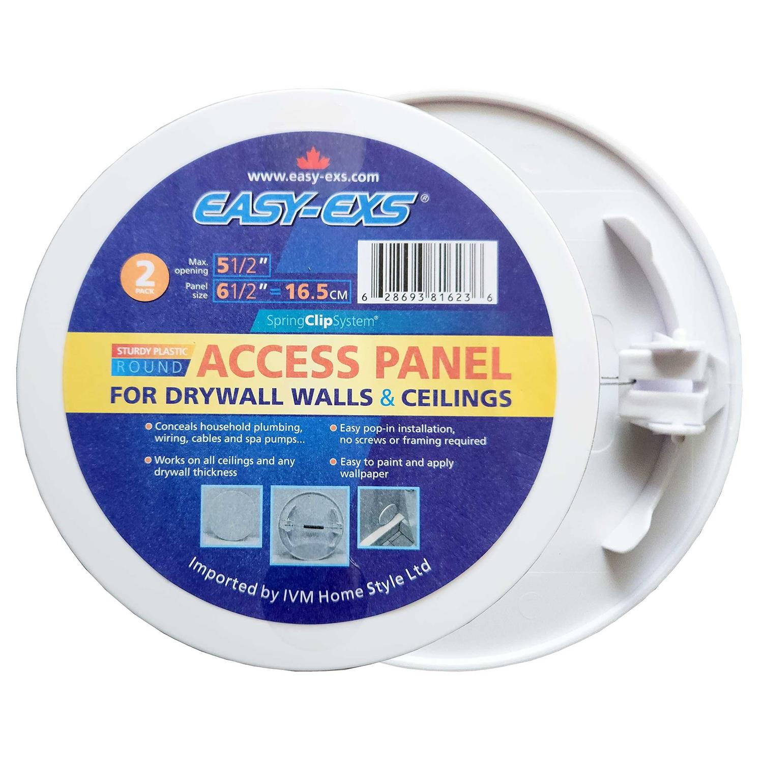 EASY-EXS Access Panel Round Spring-Clip Plastic White - Inhomebuy