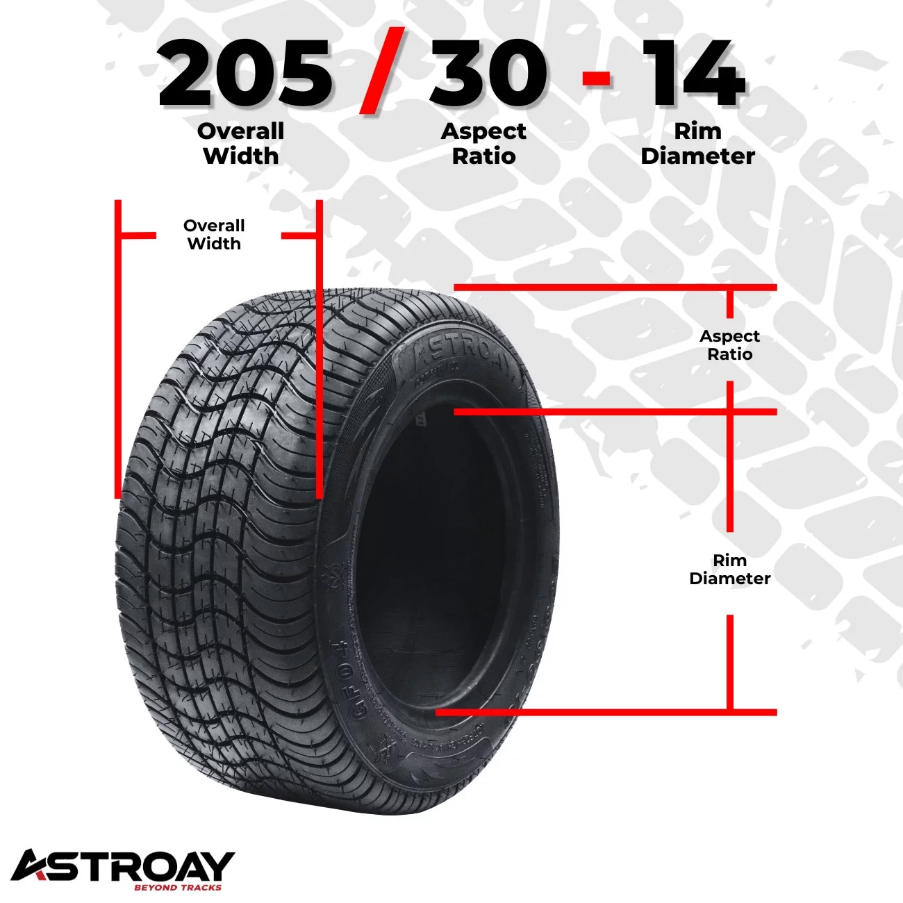 205/30-14 Astroay GF04 Golf Cart Tire - Inhomebuy