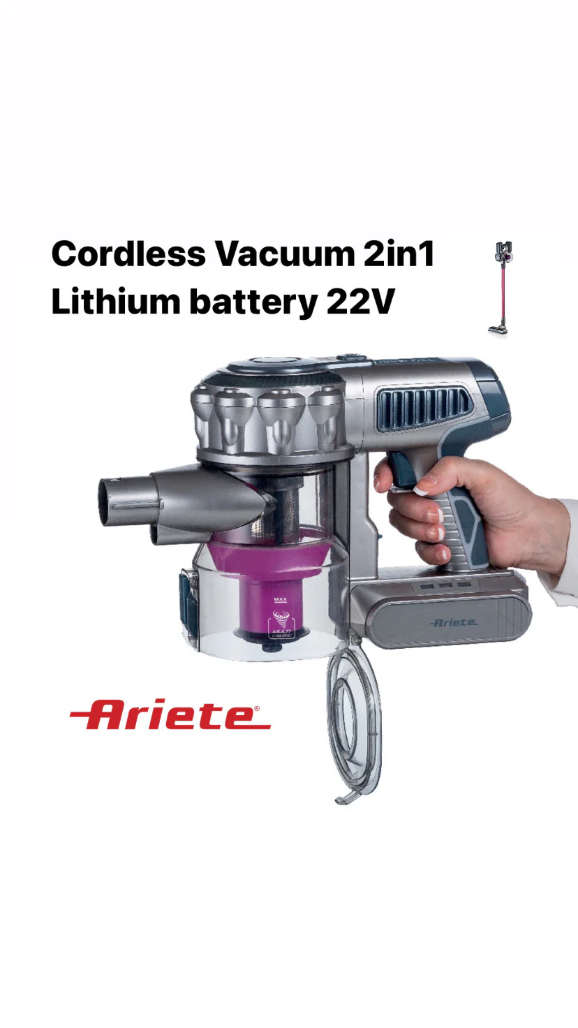 Cordless Electric Broom With Pink Digital Motor 2 In 1 22.2 V - Inhomebuy