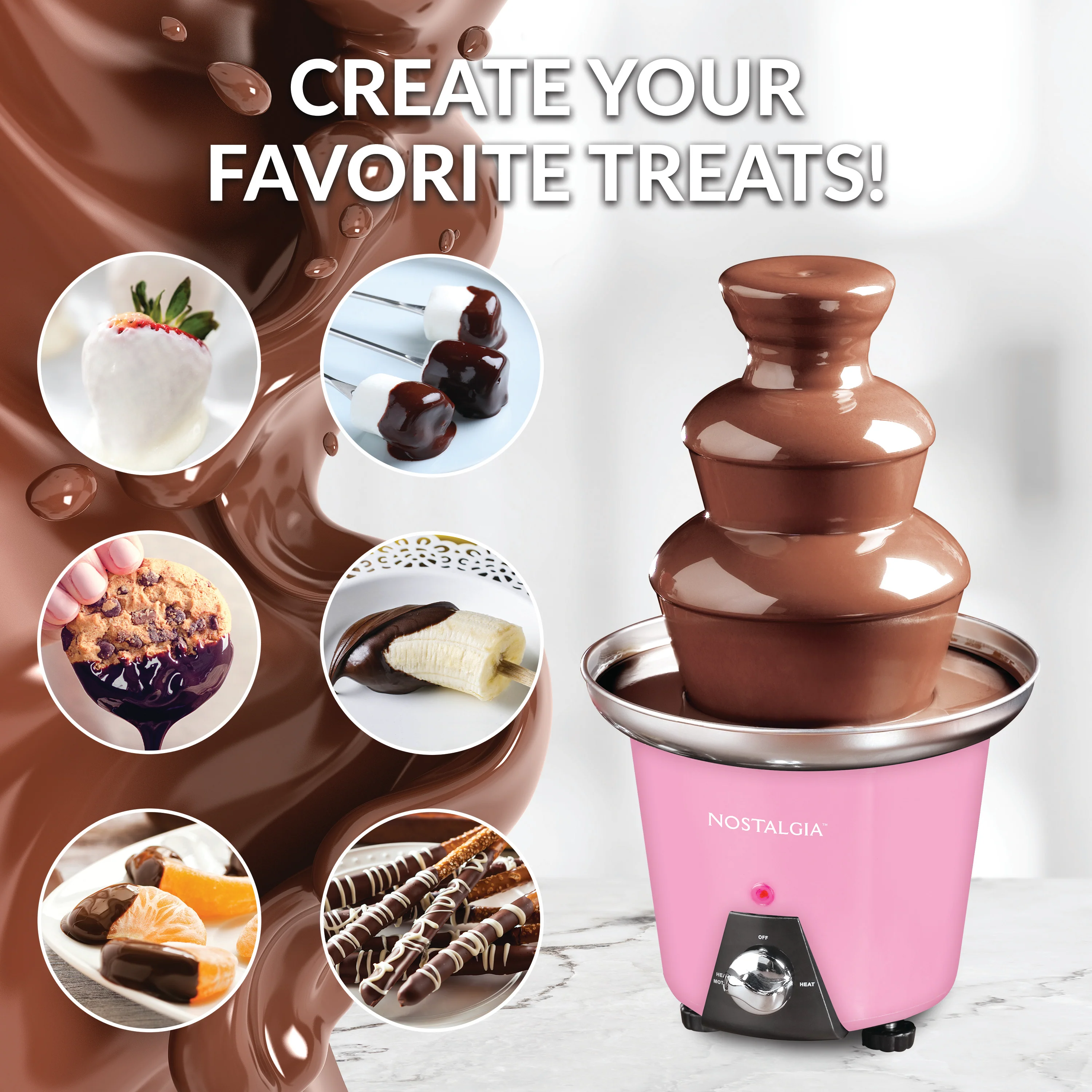 3-Tier Chocolate Fondue Fountain, Pink - Inhomebuy