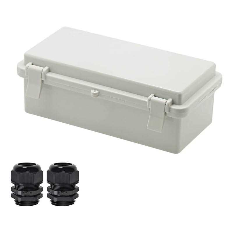 Zulkit Junction Box ABS Plastic Dustproof Waterproof IP65 Electrical Boxes Hinged Shell Outdoor Universal Project Enclosure with 2 Cable Glands - Inhomebuy