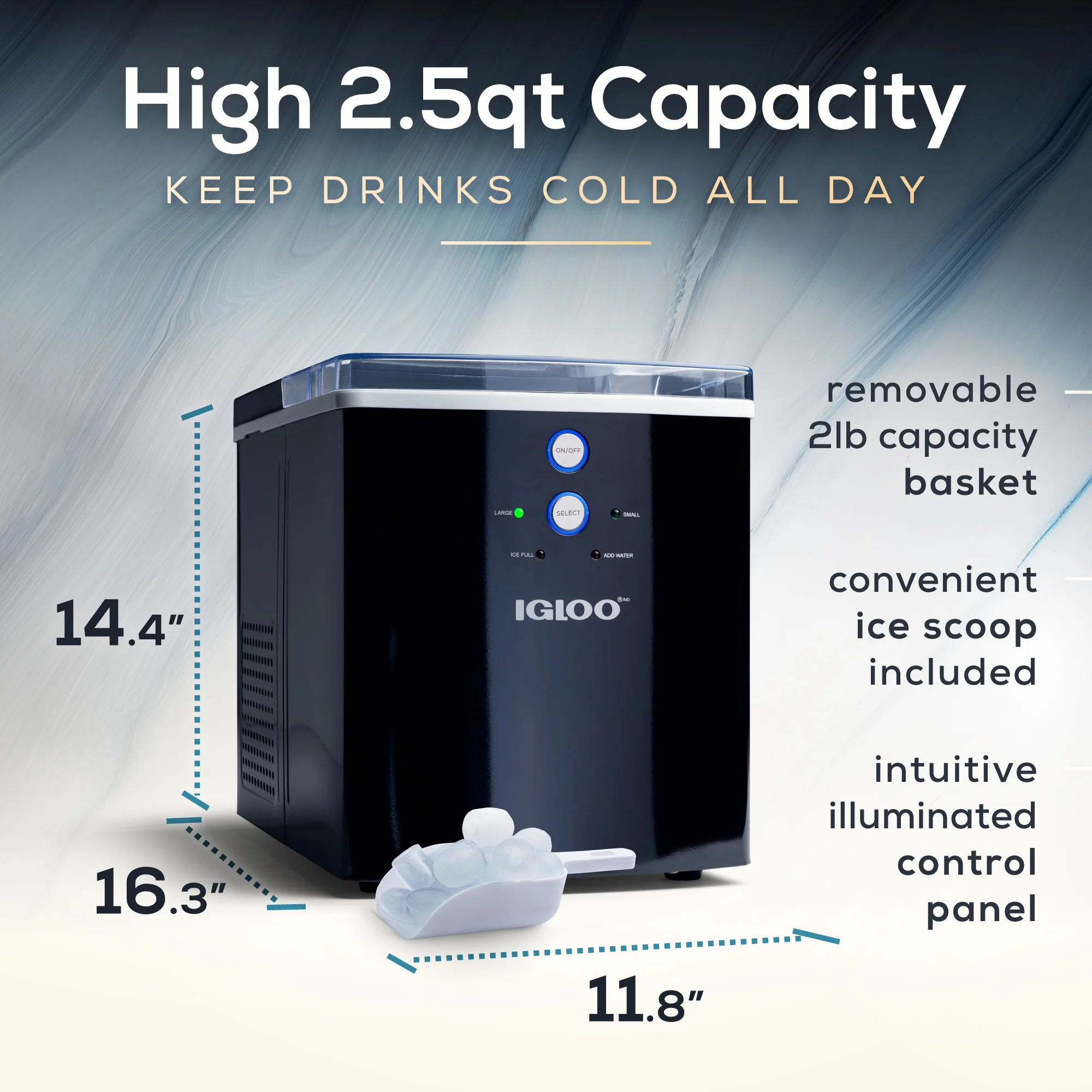 Igloo 33-Pound Automatic Portable Countertop Ice Maker Machine, Black - Inhomebuy