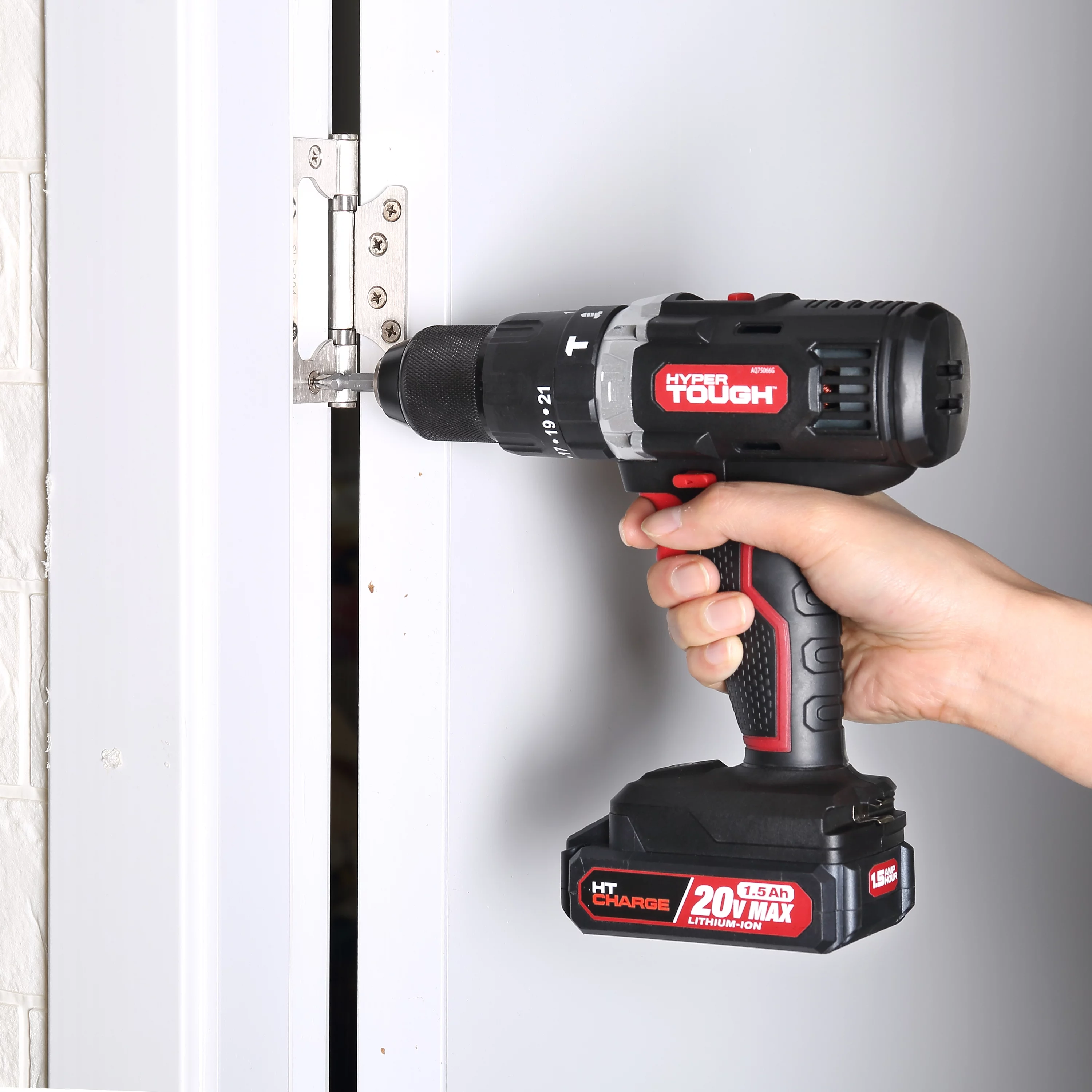 Hyper Tough 20V Max Lithium-Ion Cordless Hammer Drill, 1/2 inch Chuck, 2 Speeds with 1.5Ah Lithium-ion Battery & Charger, Bit Holder & LED Light - Inhomebuy