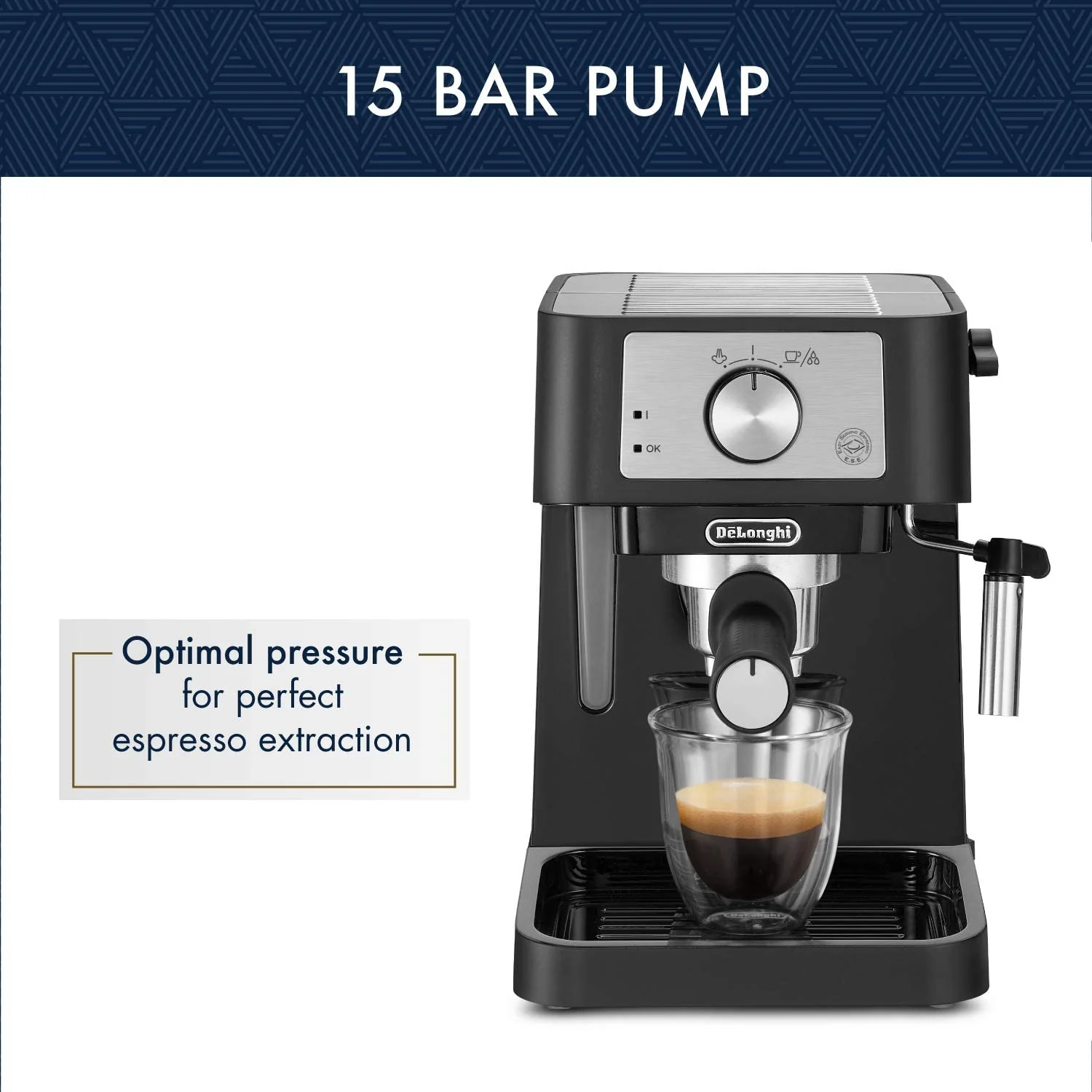 DeLonghi Stilosa Espresso Maker: 15 bar pump, 1100W, black | EC260BK - Inhomebuy