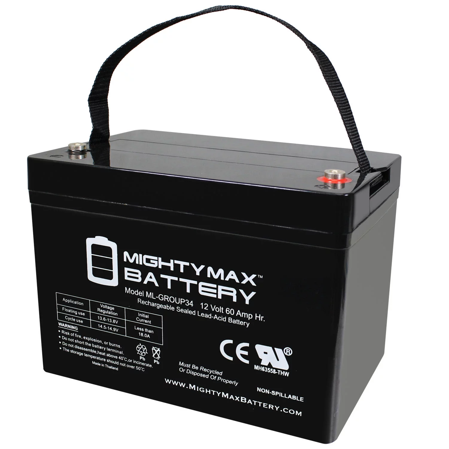 12V 60AH GROUP 34 REPLACEMENT SLA BATTERY FOR MK M34SLDG 20 HR RATE - Inhomebuy
