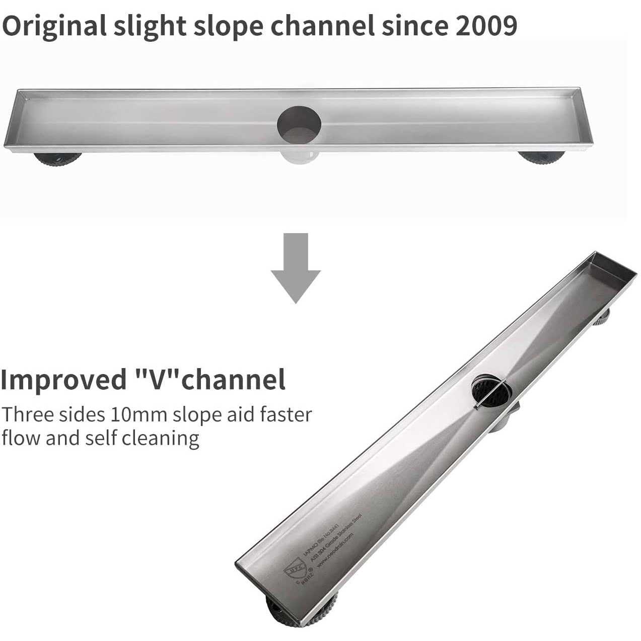 Neodrain Linear Shower Drain with Removable Quadrato Pattern Grate - Inhomebuy